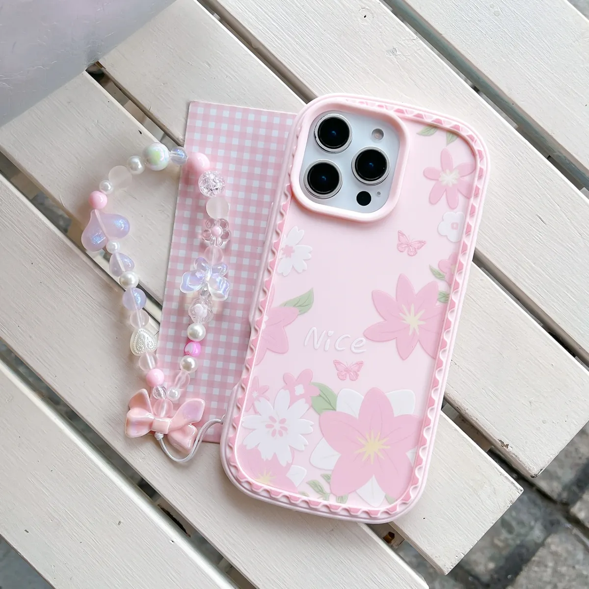 新模具防尘塞推窗 粉色花  温柔粉色蝴蝶结适用于苹果15ProMax手机壳iPhone14Pro全包13卡通12防摔保护套新款少女心软 - 图片 6