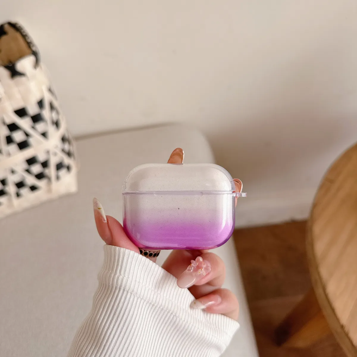 适用AirPods3AirPods4透明壳airpods2/1/2代耳机套airpodspro2代简约防摔全包4代单色渐变耳机壳 - 图片 5