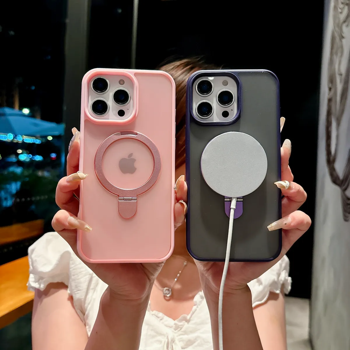 适用于iphone苹果手机壳磁吸充电指环扣支架车载磁吸金属扣环防震抗摔肤感顺滑保护壳 - 图片 3