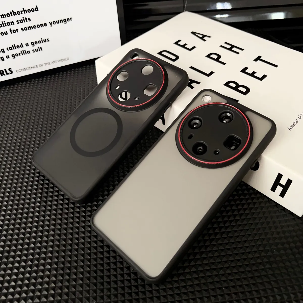 适用于OPPOX8系列Reno14幻镜莱卡红圈手机壳二合一磨砂防摔 - 图片 3