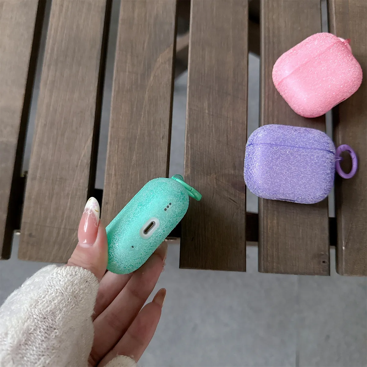 适用苹果AirPods4保护套airpodsPro2无线蓝牙耳机壳软airpods3荔枝纹pro二三四代分体式1/2/3/4防摔新款 - 图片 4