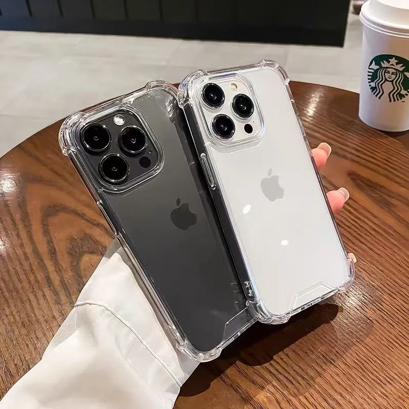 四角防摔亚克力适用苹果16promax手机壳加厚气囊iPhone15透明简约14promax高级感13防摔14plus亚克力12男女款11大孔摄像头Xsmax软边硬背7plus - 图片 4