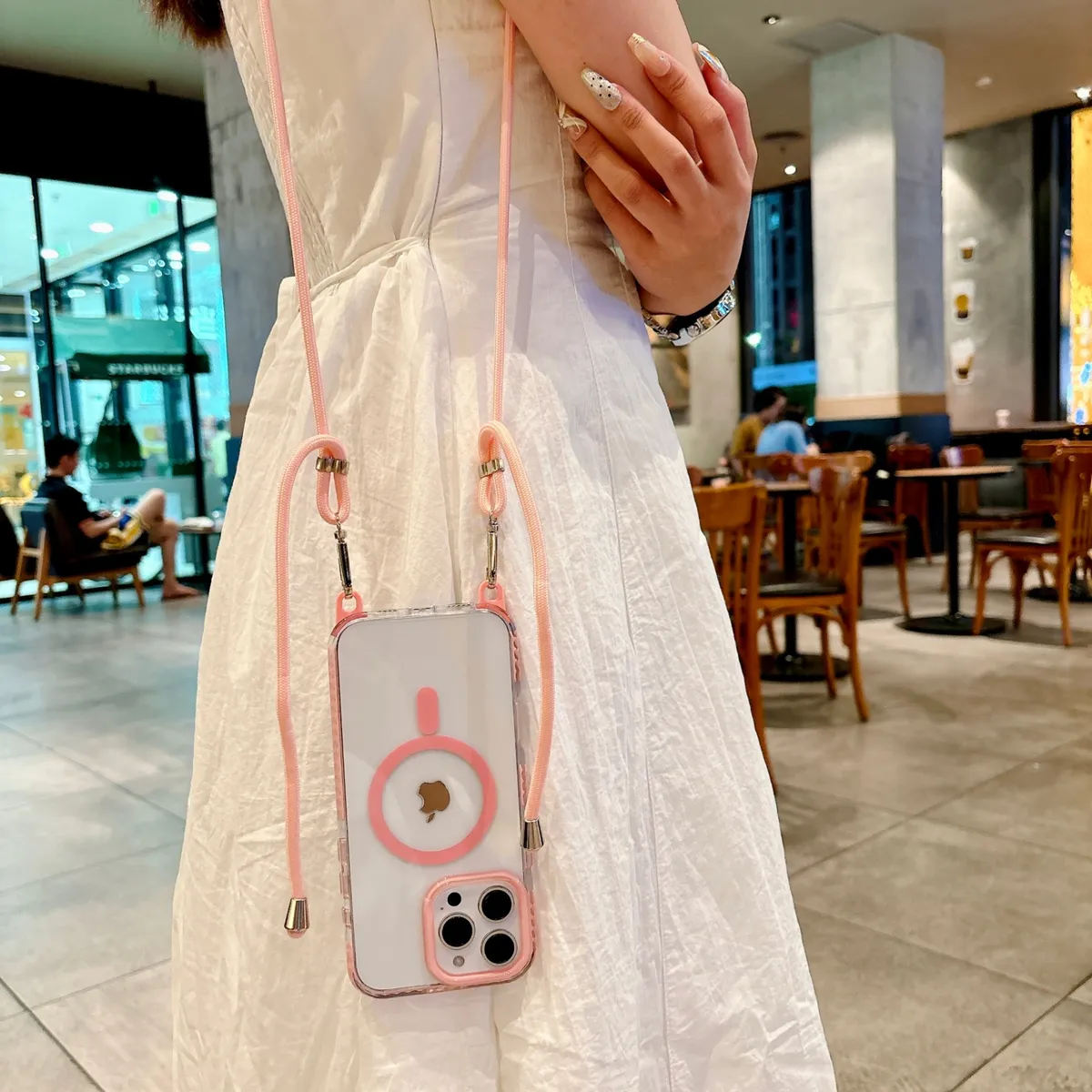 幻彩挂绳磁吸系列四角防摔适用iphone苹果magsafe斜挎挂绳透明小众手机保护壳 - 图片 4