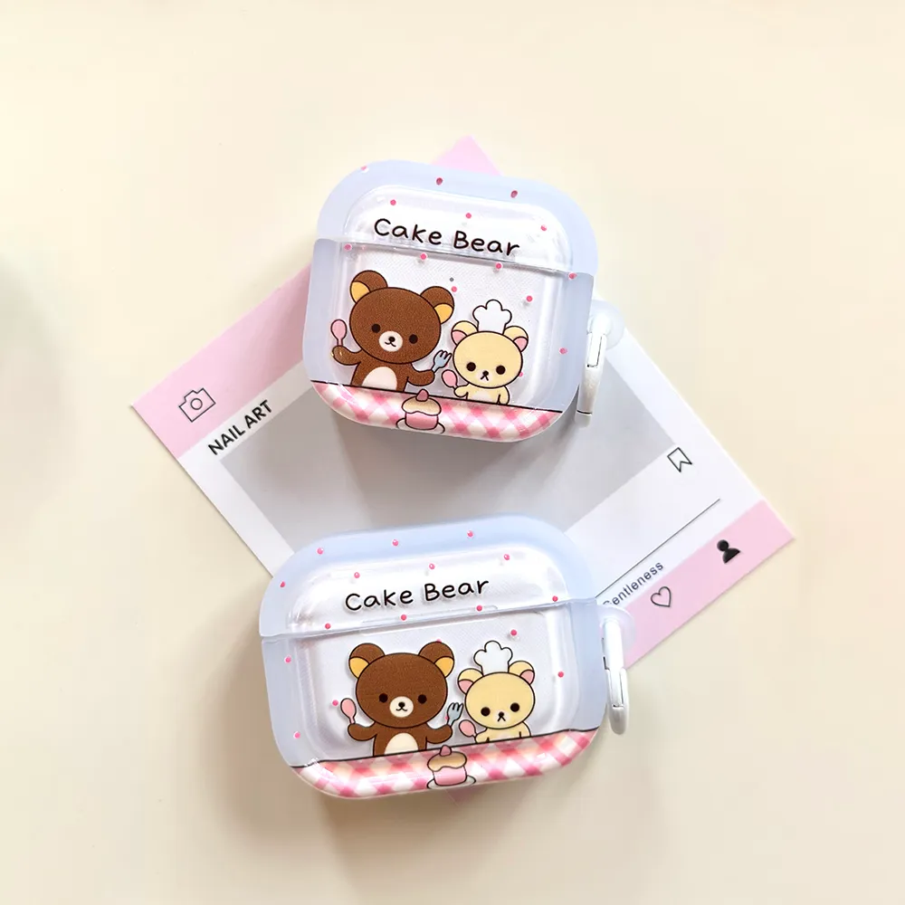 可爱小熊蛋糕适用Airpods4代耳机保护套pro2二三代苹果蓝牙3代
