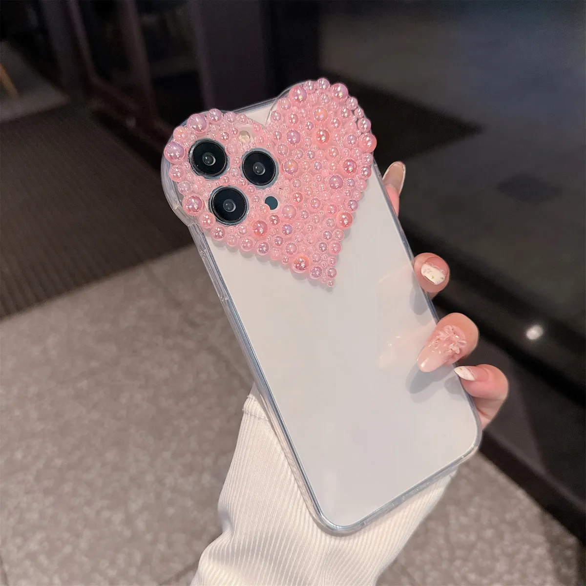 爱心水钻iPhone15手机壳16个性创意苹果14Promax奢华高级感适用13网红透明时尚高颜值12轻奢风潮流新款保护套 - 图片 3