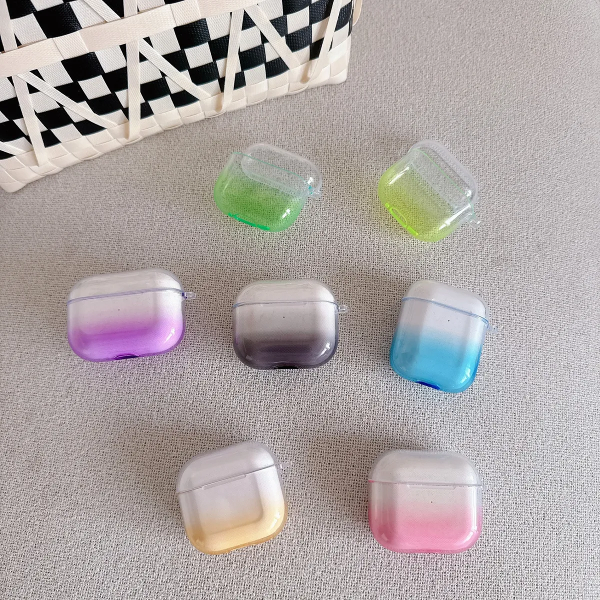适用AirPods3AirPods4透明壳airpods2/1/2代耳机套airpodspro2代简约防摔全包4代单色渐变耳机壳 - 图片 6