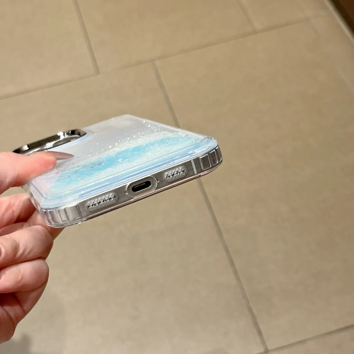 透明电镀框按键流沙手机壳适用iPhone16promax手机壳15苹果12全包11高级14promax仙女款ins同款网红15plus日韩新款 - 图片 4