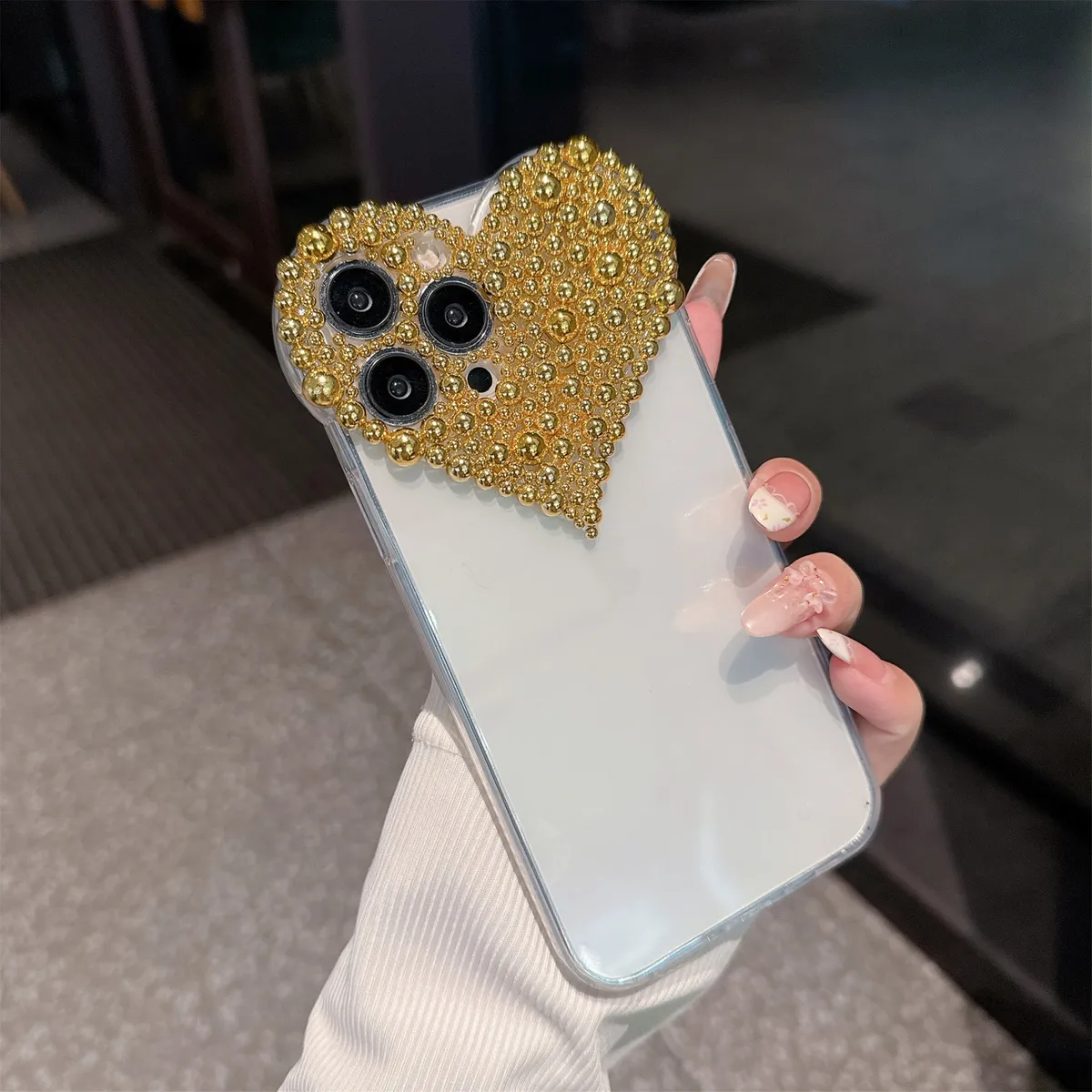 爱心水钻iPhone15手机壳16个性创意苹果14Promax奢华高级感适用13网红透明时尚高颜值12轻奢风潮流新款保护套 - 图片 5