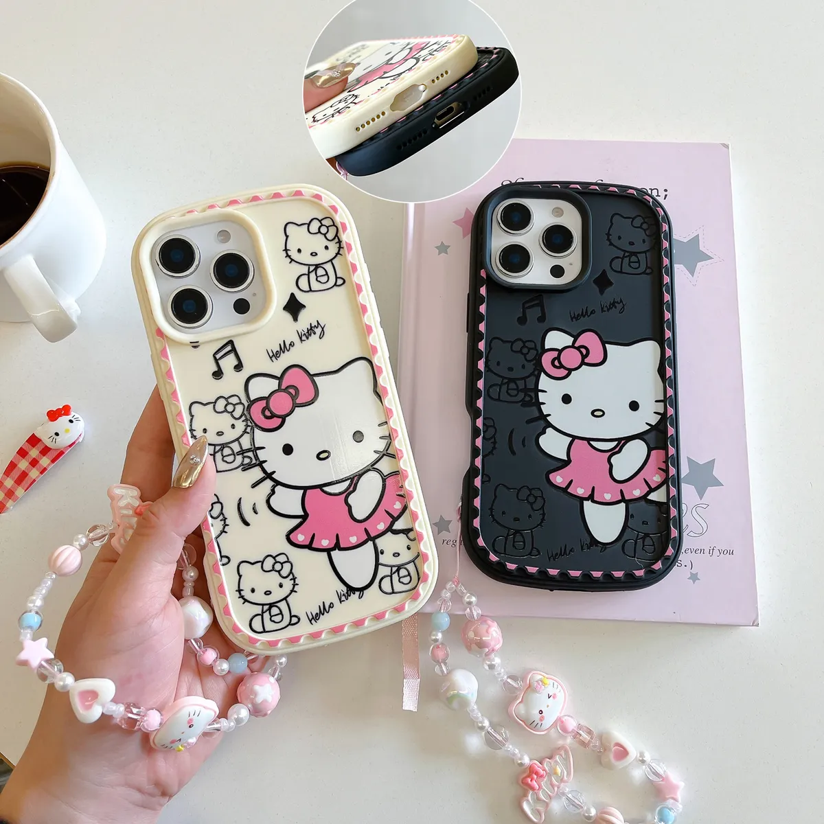 防尘塞推窗 裙子KT卡通HelloKitty猫适用苹果14手机壳iPhone15promax全包13透明可爱16pro少女 - 图片 7