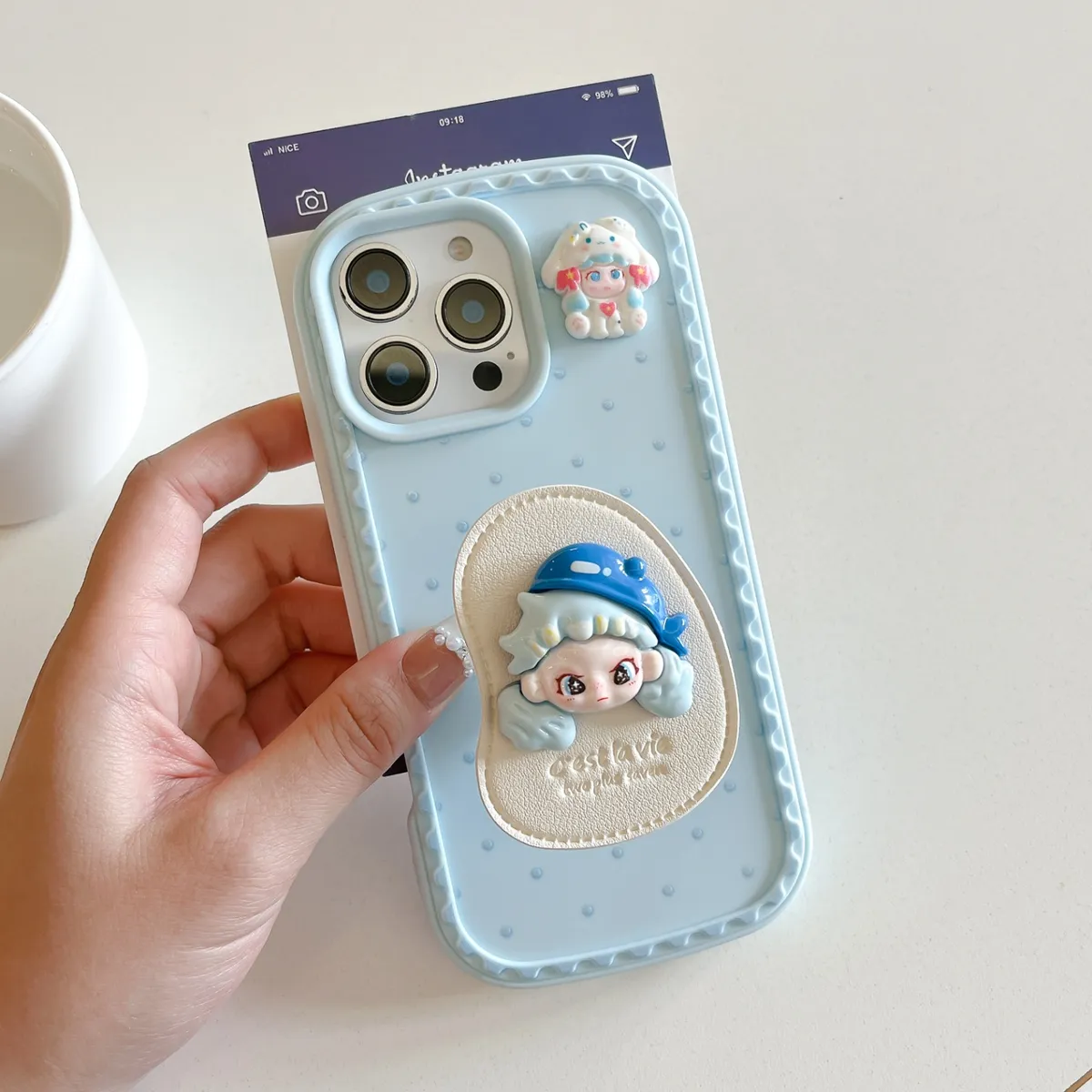 新模具卡通女孩支架适用iPhone15promax防摔苹果14promax手机壳16promax手机壳13promax