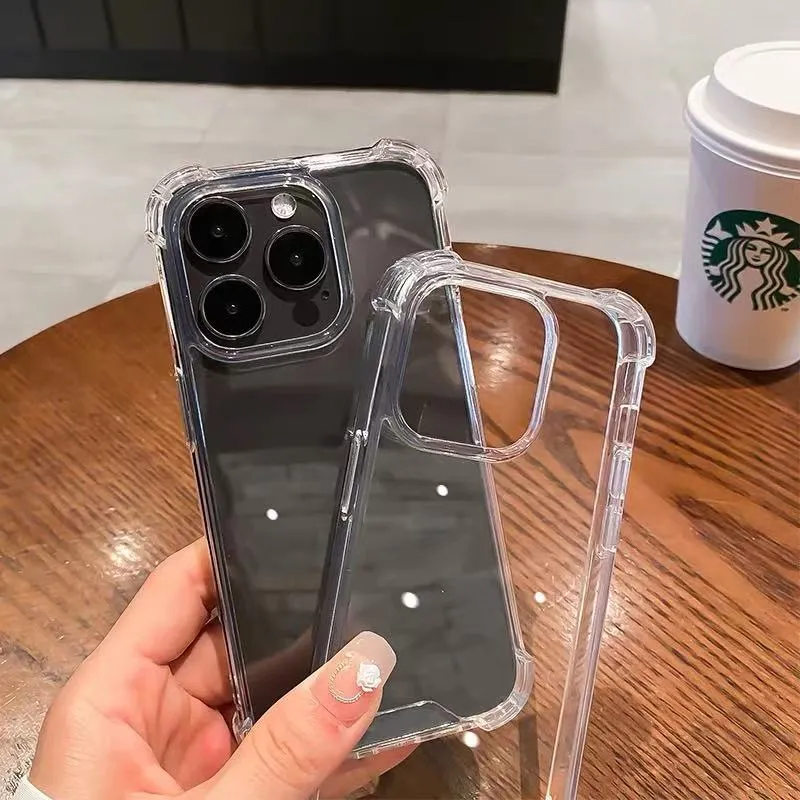 四角防摔亚克力适用苹果16promax手机壳加厚气囊iPhone15透明简约14promax高级感13防摔14plus亚克力12男女款11大孔摄像头Xsmax软边硬背7plus - 图片 7