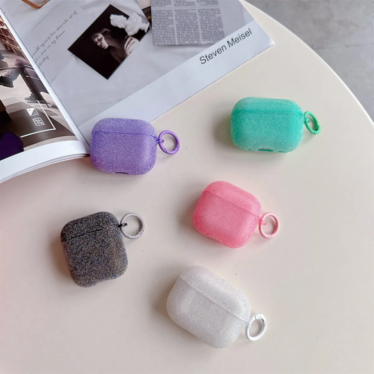 适用苹果AirPods4保护套airpodsPro2无线蓝牙耳机壳软airpods3荔枝纹pro二三四代分体式1/2/3/4防摔新款