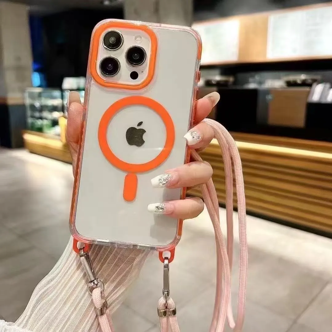幻彩挂绳磁吸系列四角防摔适用iphone苹果magsafe斜挎挂绳透明小众手机保护壳 - 图片 5
