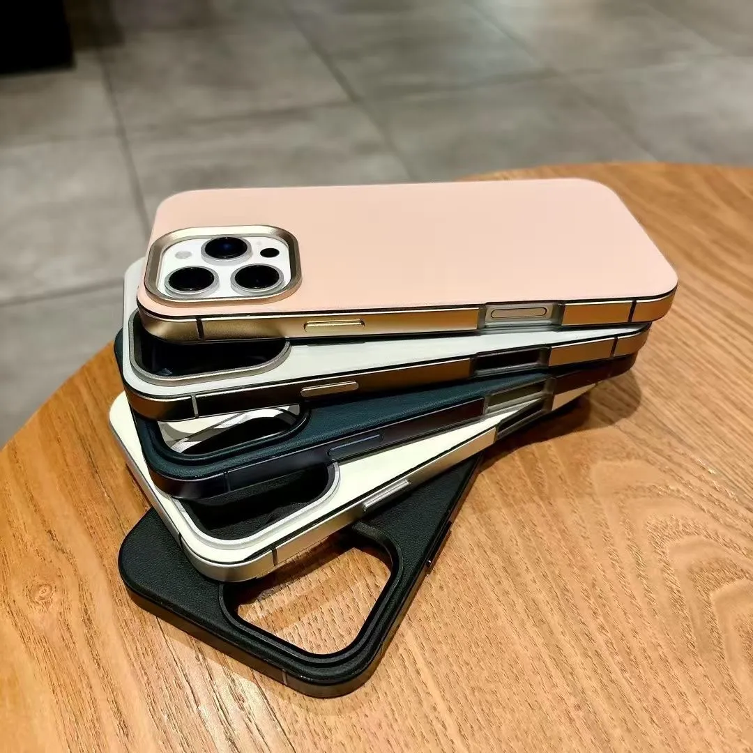 适用苹果iphone16系列手机壳 钛铝柔硅磁吸系列铝合金边框五金按键相框TPU有机硅皮革 - 图片 5