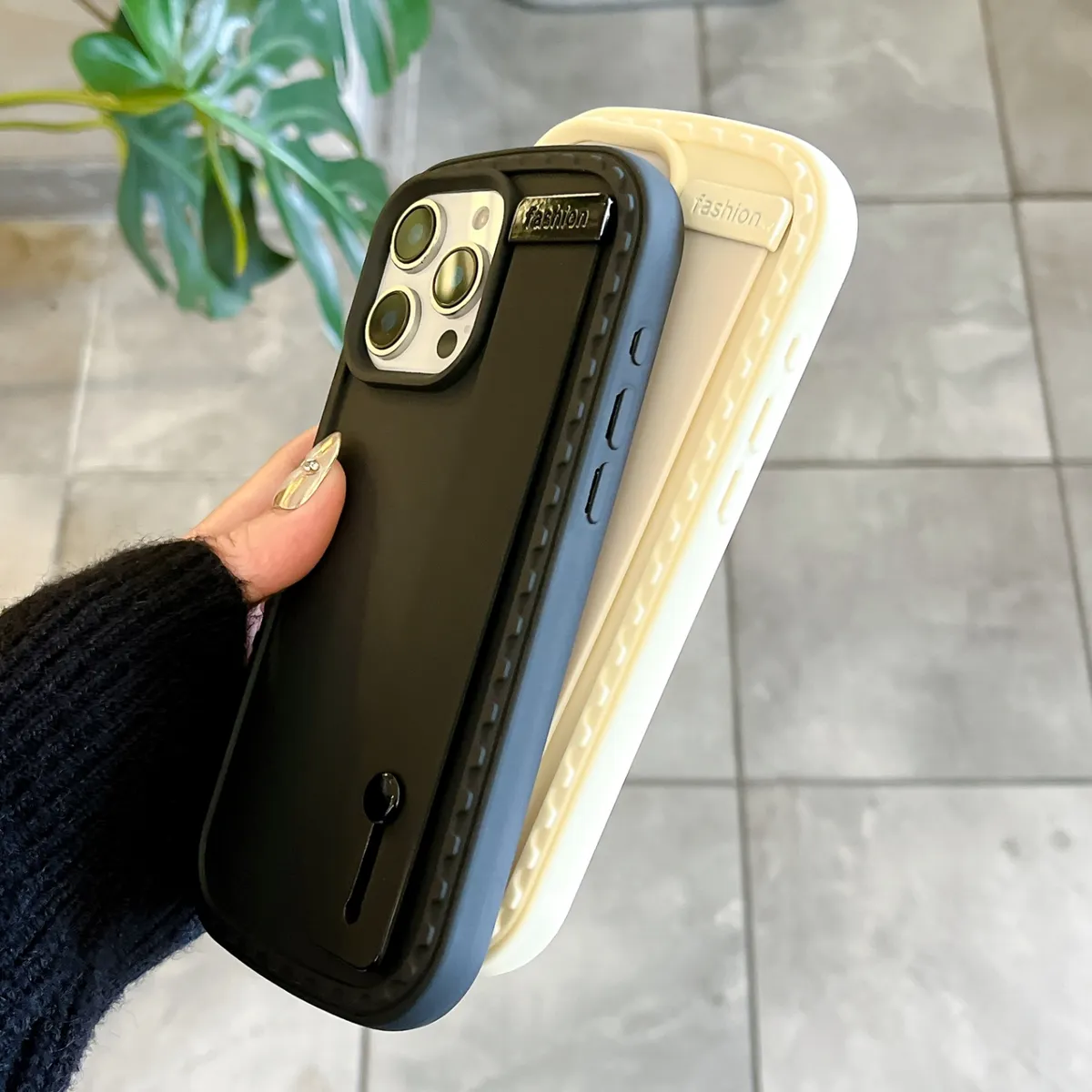 防尘塞推窗 手腕带 小众ins温柔个奶油白纯色软壳适用16promax苹果15手机壳iPhone14pro简约13promax保护套16软壳15 - 图片 7