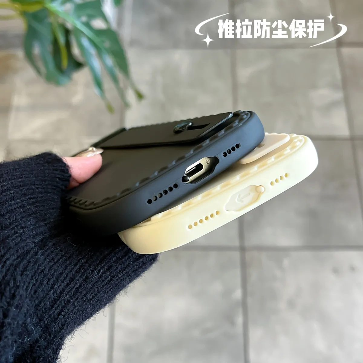 防尘塞推窗 手腕带 小众ins温柔个奶油白纯色软壳适用16promax苹果15手机壳iPhone14pro简约13promax保护套16软壳15 - 图片 5