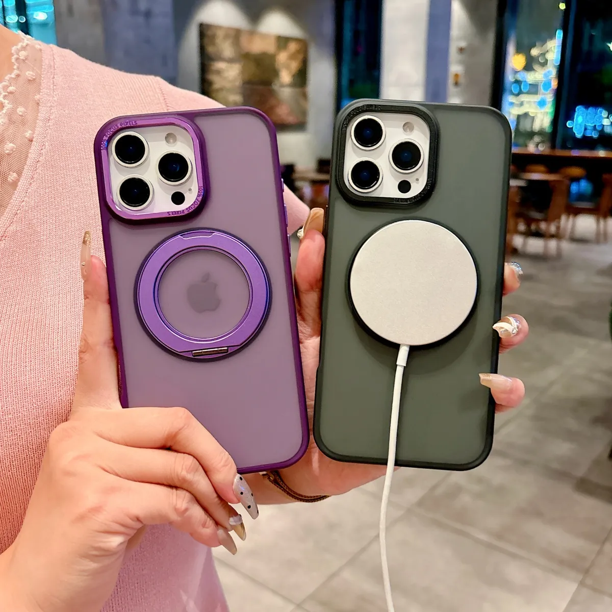 适用iphone苹果手机壳新款360转动解压神器超强磁吸支架车载高级感轻奢软壳抗震防摔保护套
