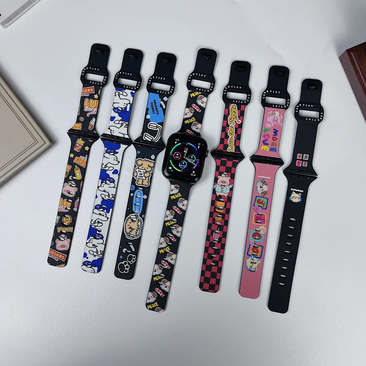 苹果-CASETiFY表带LULU猪涂鸦猫狗-硅胶材质适用S1-S10腕带S9高级感表带S8 - 图片 6