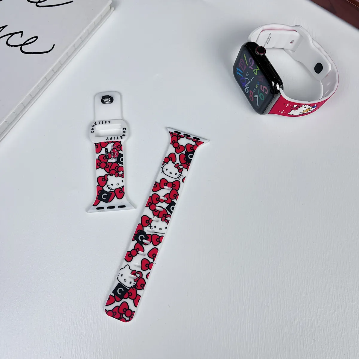 苹果-CASETiFY联名KT猫白色表带-硅胶材质适用S1-S10腕带S9高级感表带S8 - 图片 3