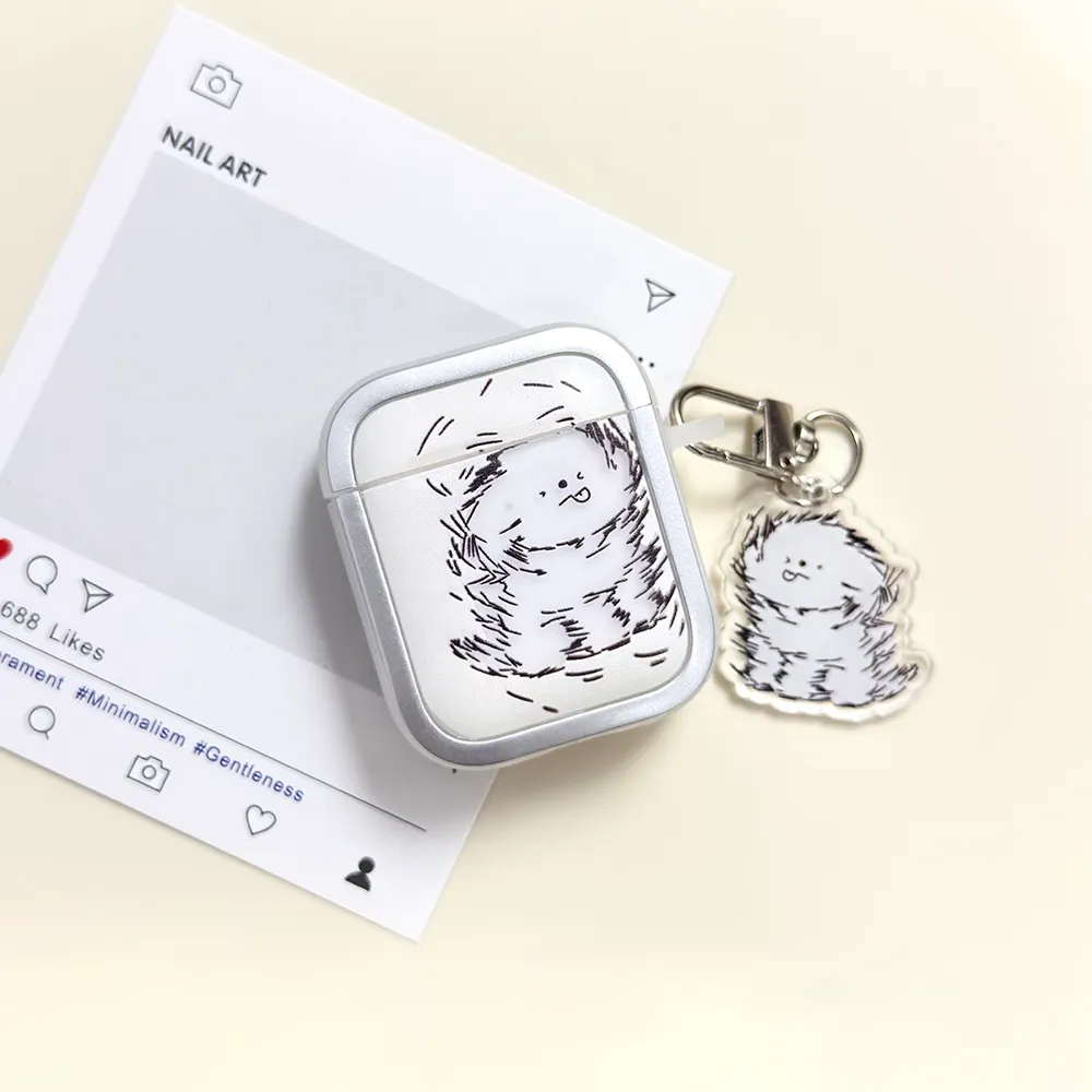 卡通潦草小狗带挂件适用苹果4代airpods蓝牙耳机保护套airpodspro二 - 图片 5