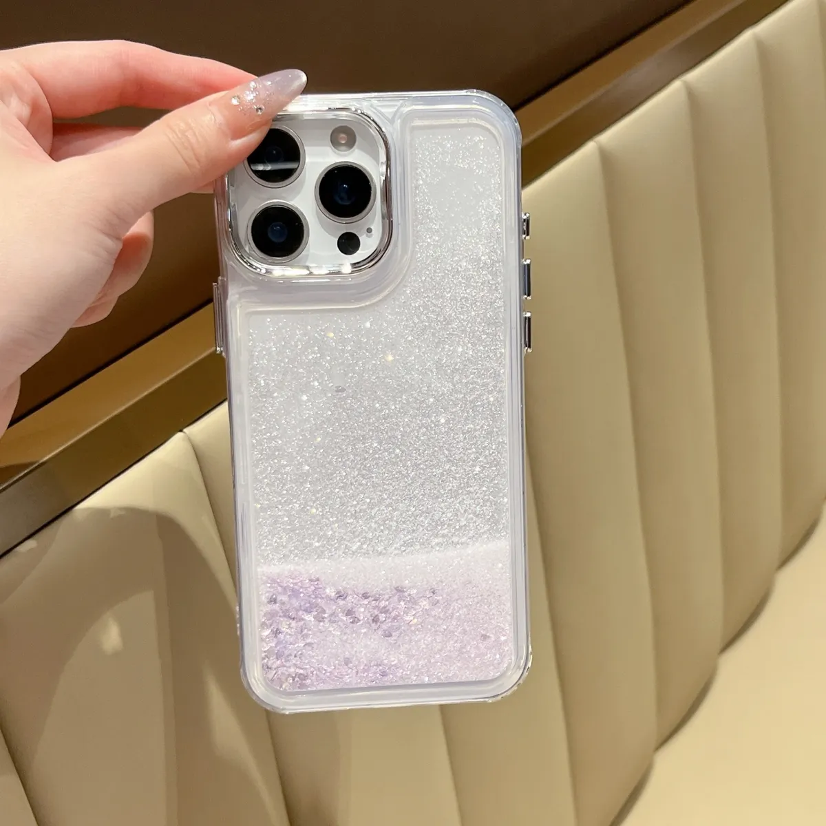 透明电镀框按键流沙手机壳适用iPhone16promax手机壳15苹果12全包11高级14promax仙女款ins同款网红15plus日韩新款 - 图片 7