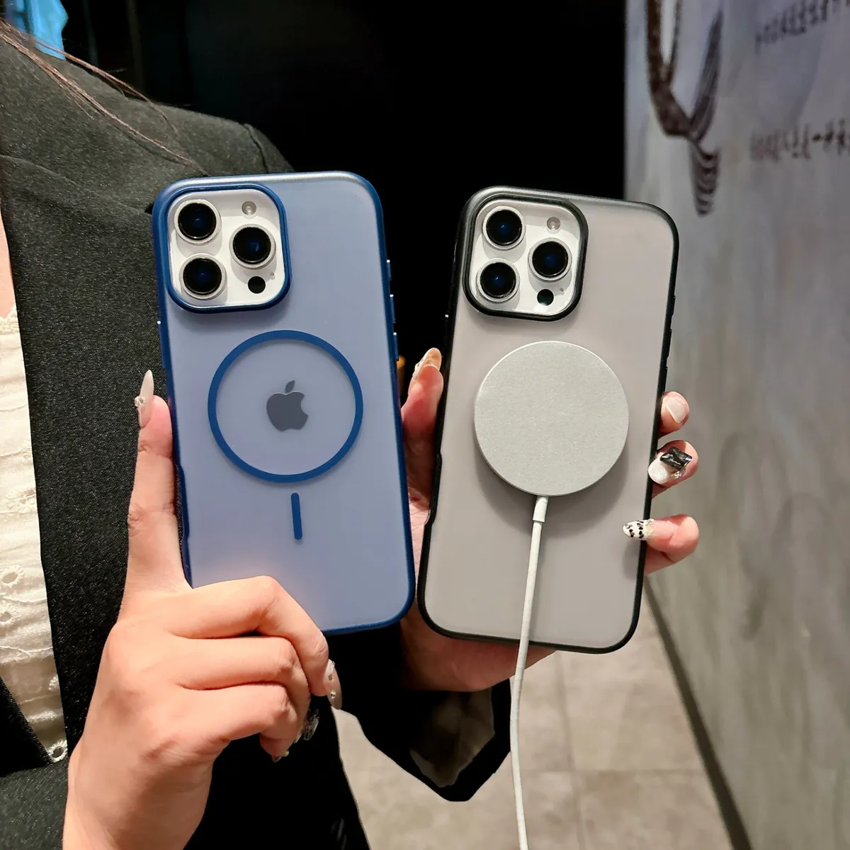 图拉思支点壳新款细圈磁吸苹果iPhone系列手机壳适用苹果MagSafe保护壳纯色磨砂肤感全包防摔软胶壳 - 图片 2