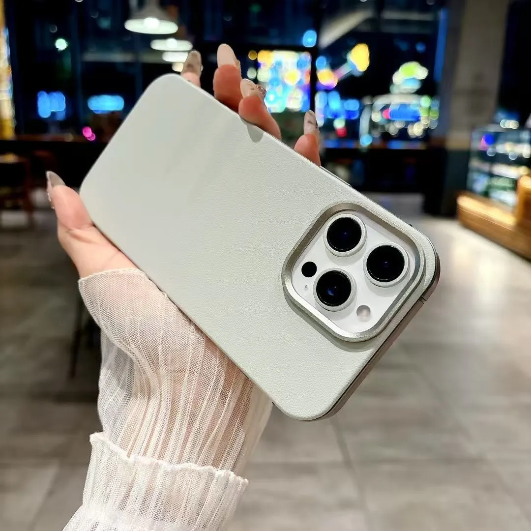 适用苹果iphone16系列手机壳 钛铝柔硅磁吸系列铝合金边框五金按键相框TPU有机硅皮革 - 图片 2