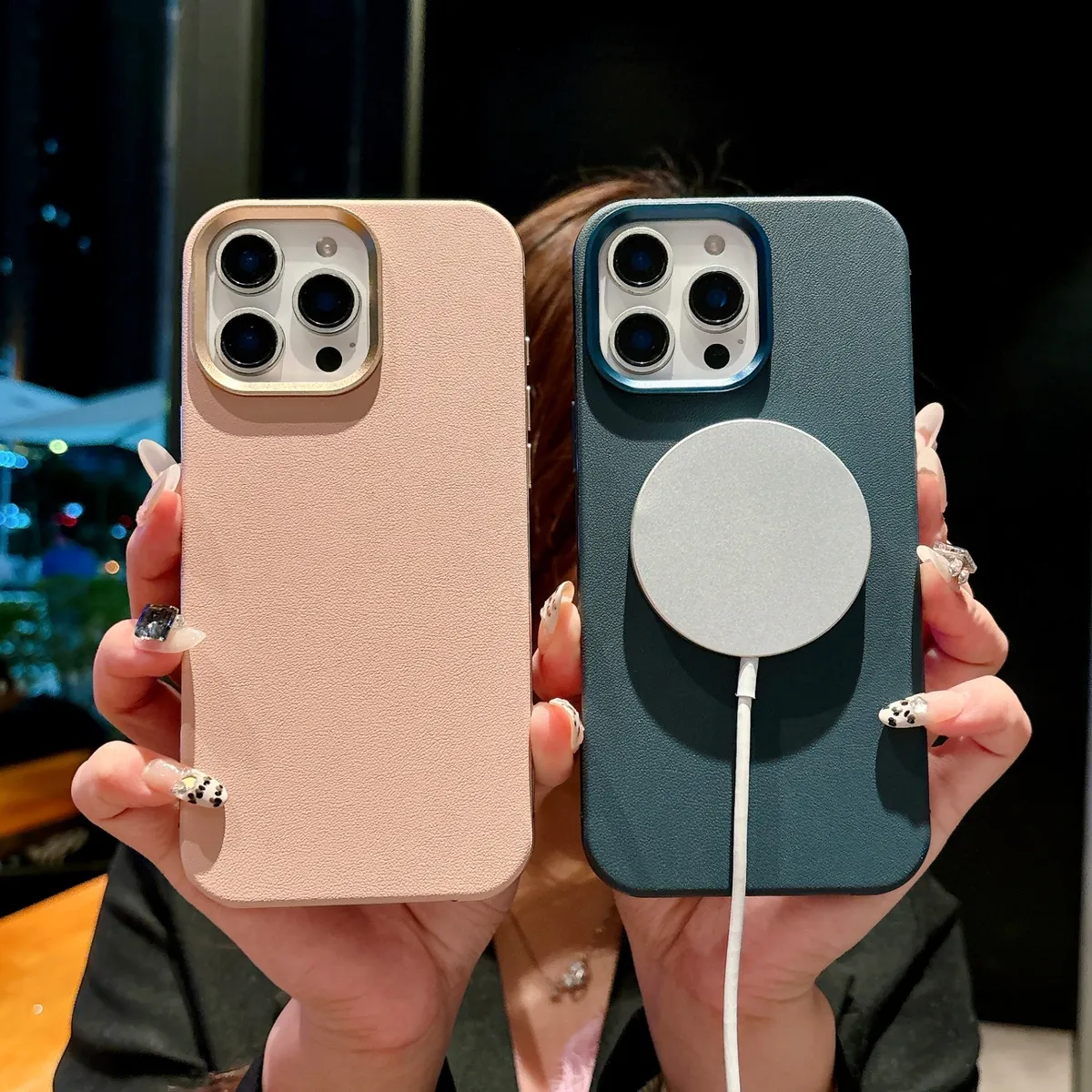 适用苹果iphone16系列手机壳 钛铝柔硅磁吸系列铝合金边框五金按键相框TPU有机硅皮革 - 图片 8