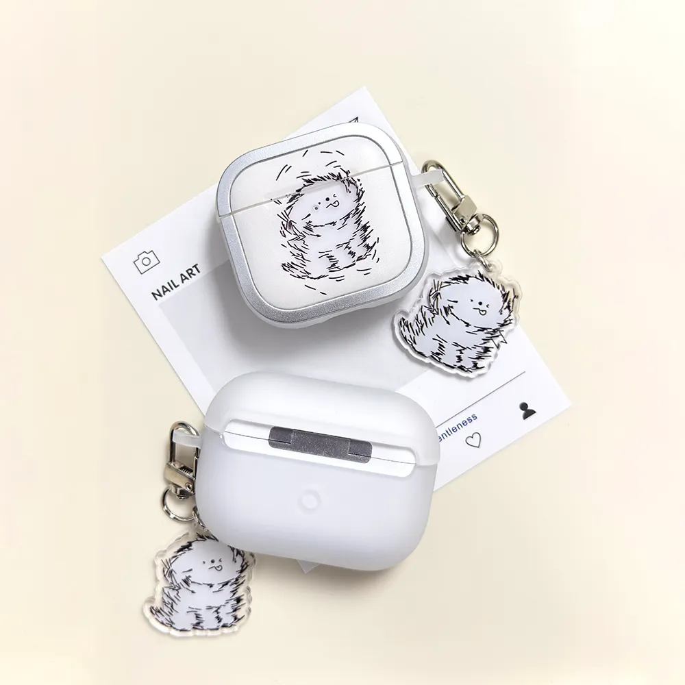 卡通潦草小狗带挂件适用苹果4代airpods蓝牙耳机保护套airpodspro二 - 图片 6