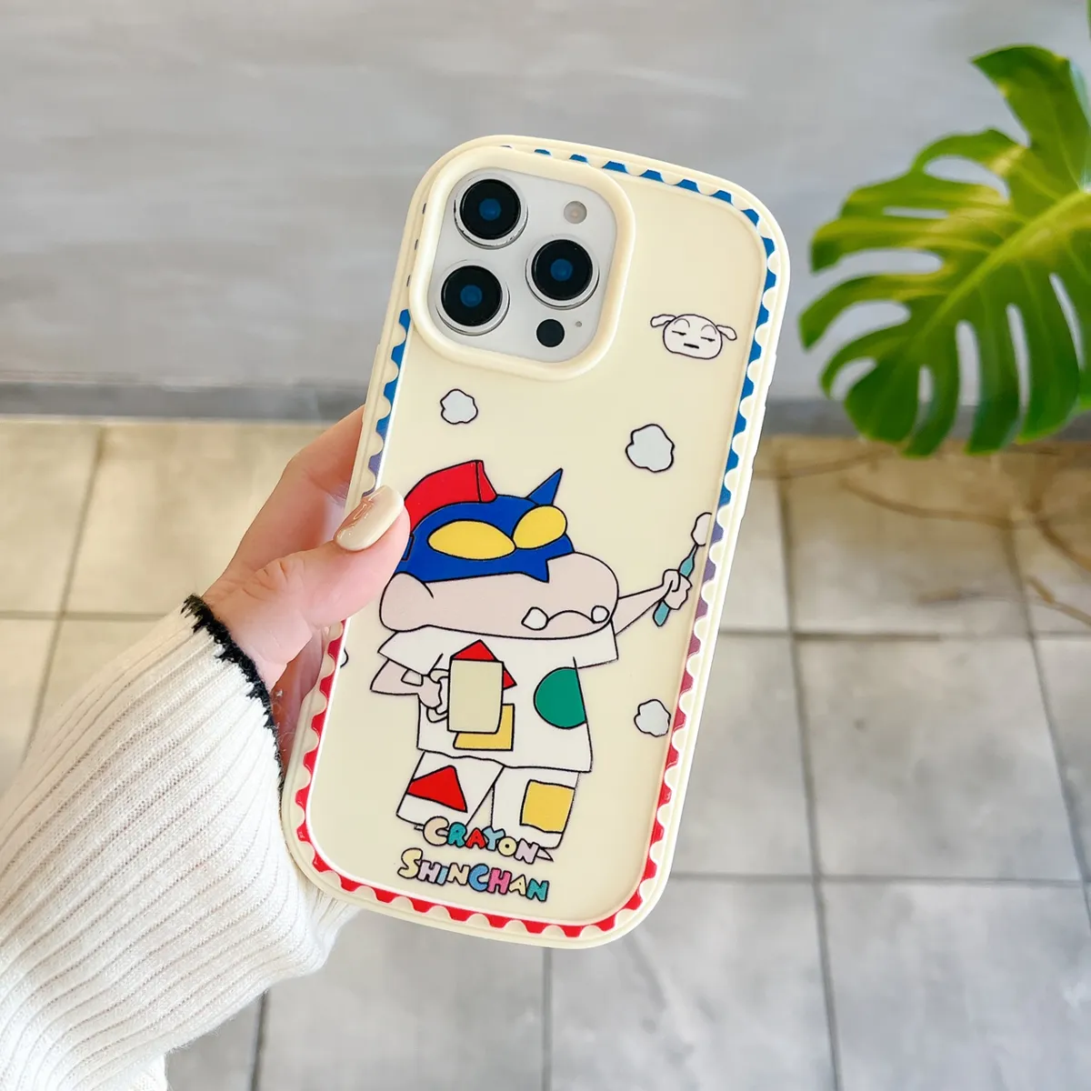 防尘塞推窗小新ins可爱卡通适用苹果15promax手机壳iPhone14女新款13皮质12PM时尚女小众荔枝纹15Pro防摔14pro保护套 - 图片 10