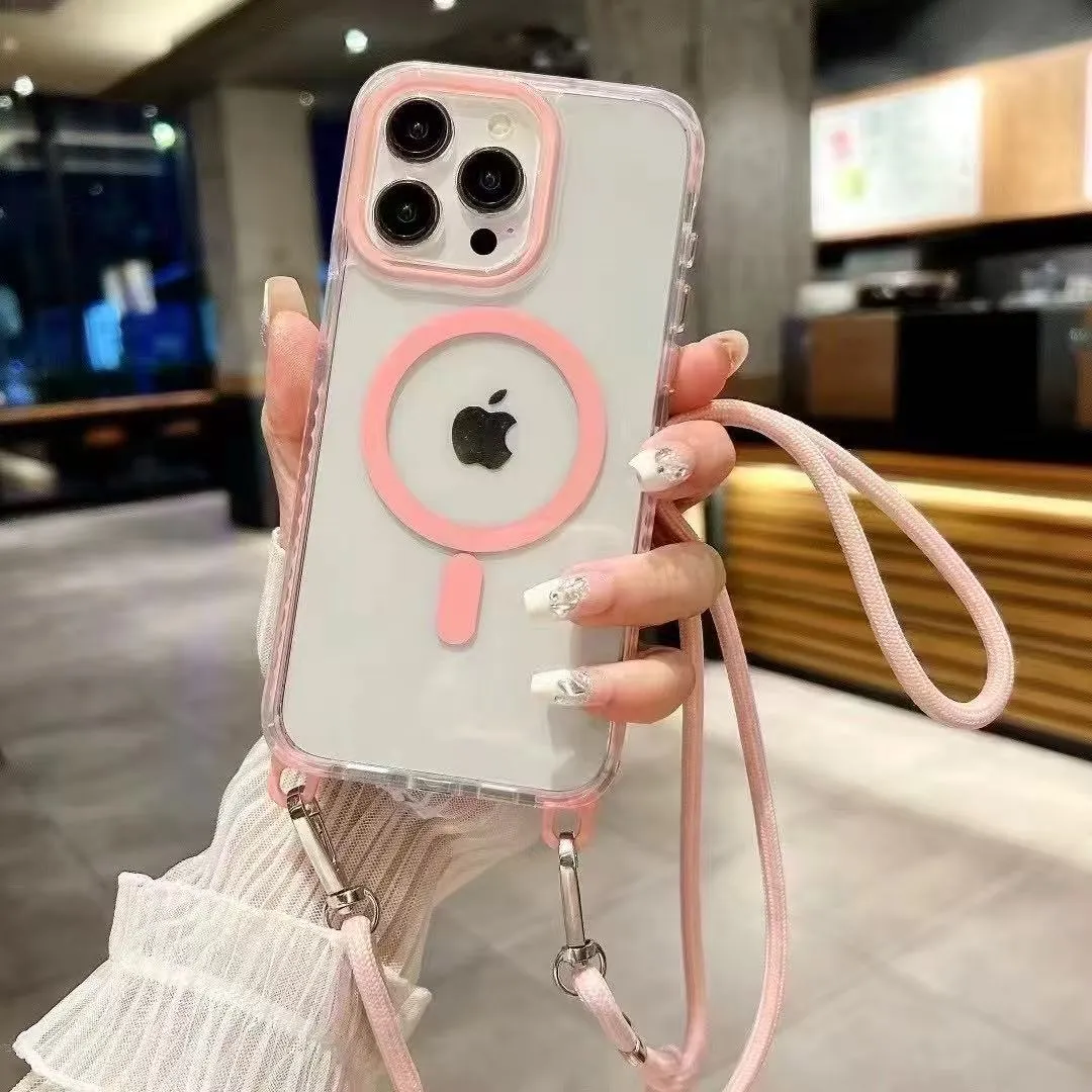 幻彩挂绳磁吸系列四角防摔适用iphone苹果magsafe斜挎挂绳透明小众手机保护壳 - 图片 2