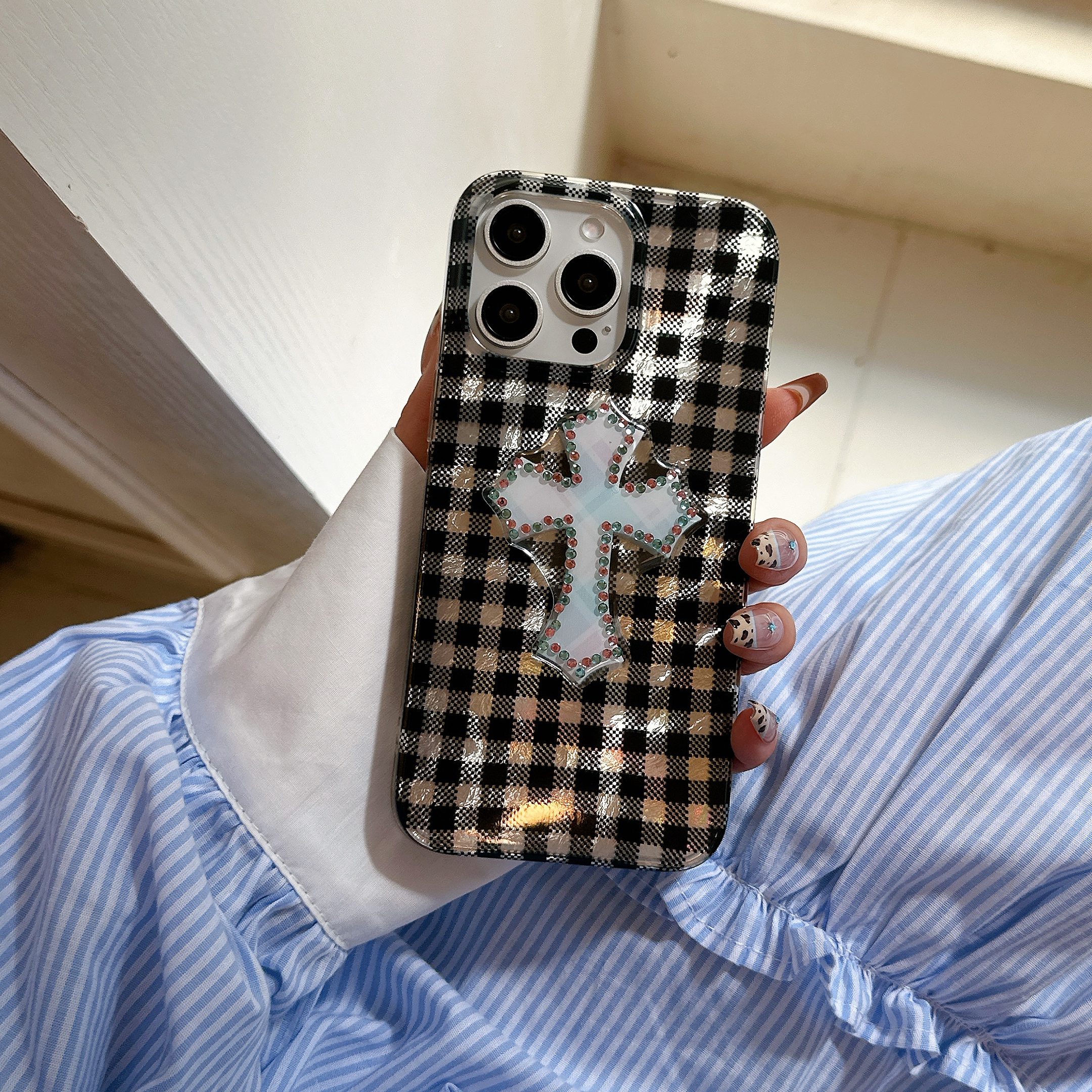 韩系ins风小众十字架支架适用苹果16手机壳iphone17promax高级感13/14p硅胶15Pro保护套新款防摔全包 - 图片 7