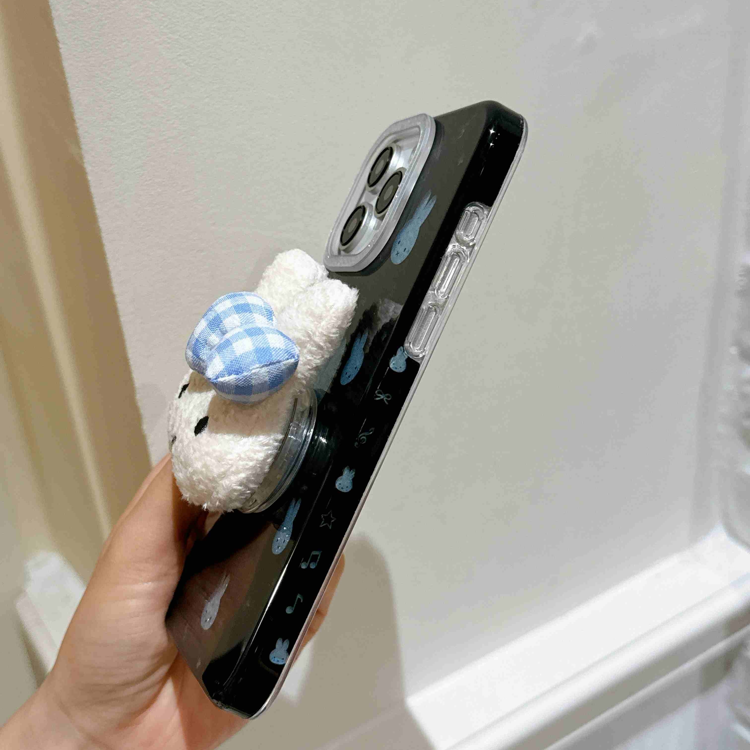 韩系ins闪粉蓝米菲兔可爱支架适用iPhone17promax手机壳苹果15新款16少女黑14/16pro防摔全包
