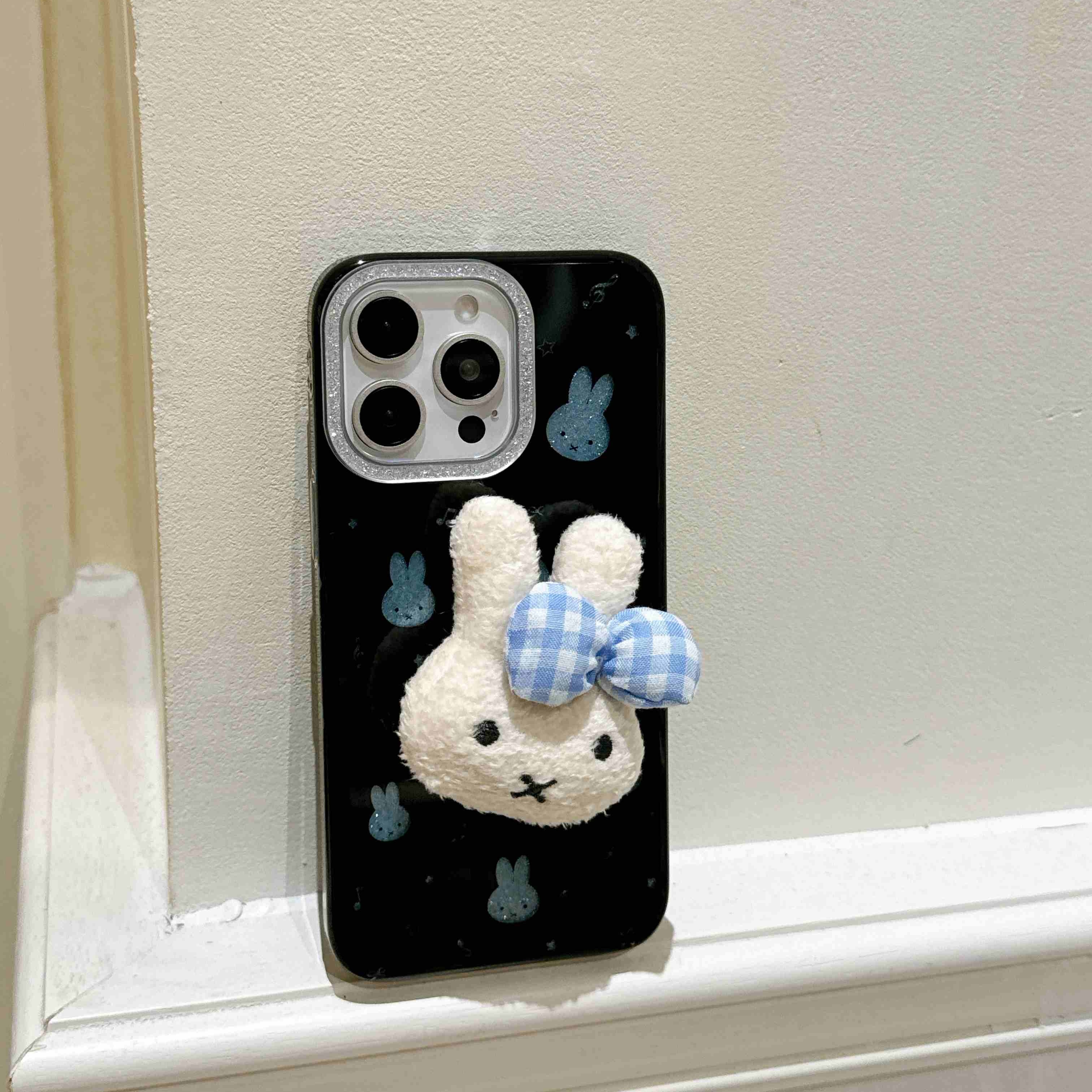 韩系ins闪粉蓝米菲兔可爱支架适用iPhone17promax手机壳苹果15新款16少女黑14/16pro防摔全包 - 图片 5