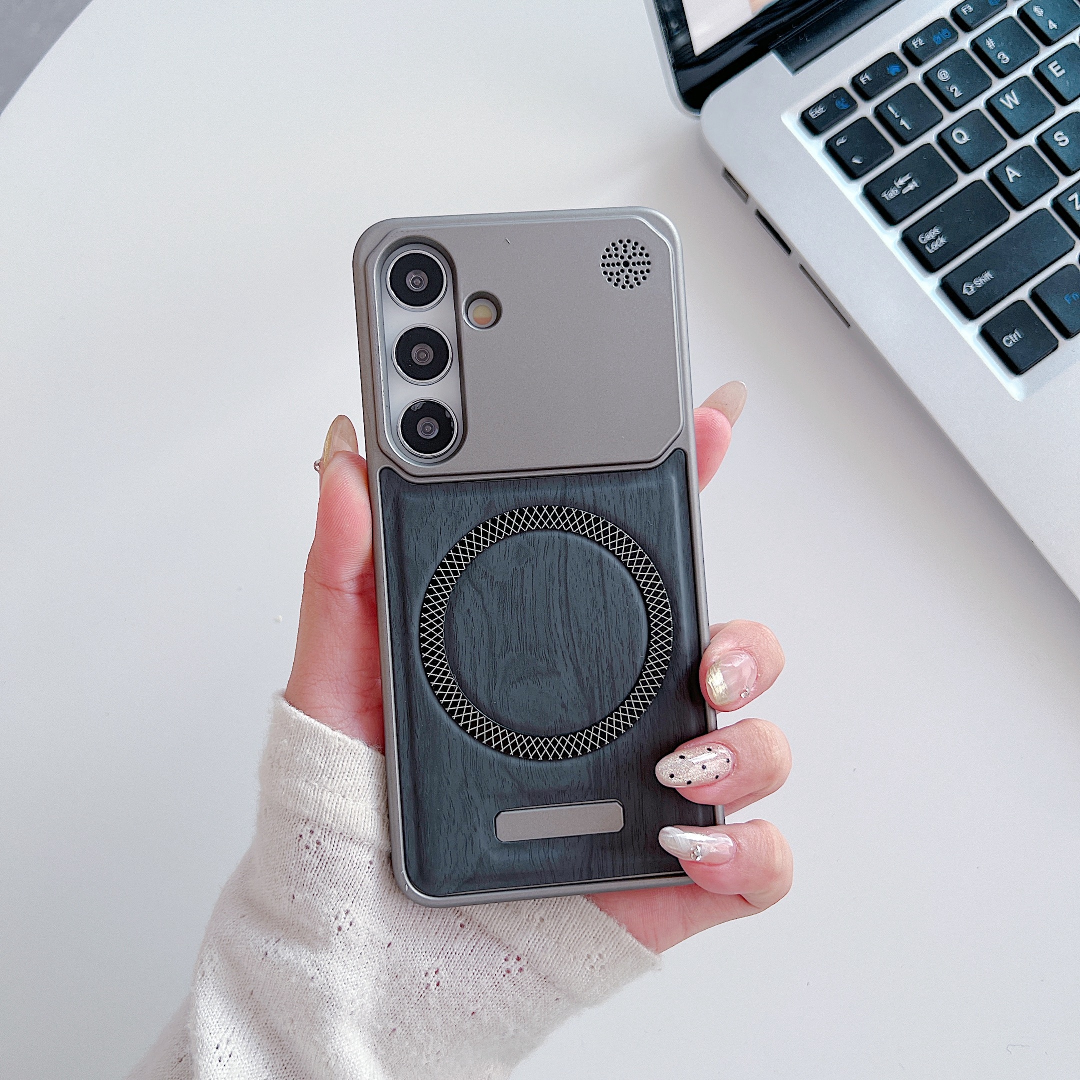 适用于三星S25plus磁吸木纹手机壳金属漆边框散热防摔s25u保护套高级感