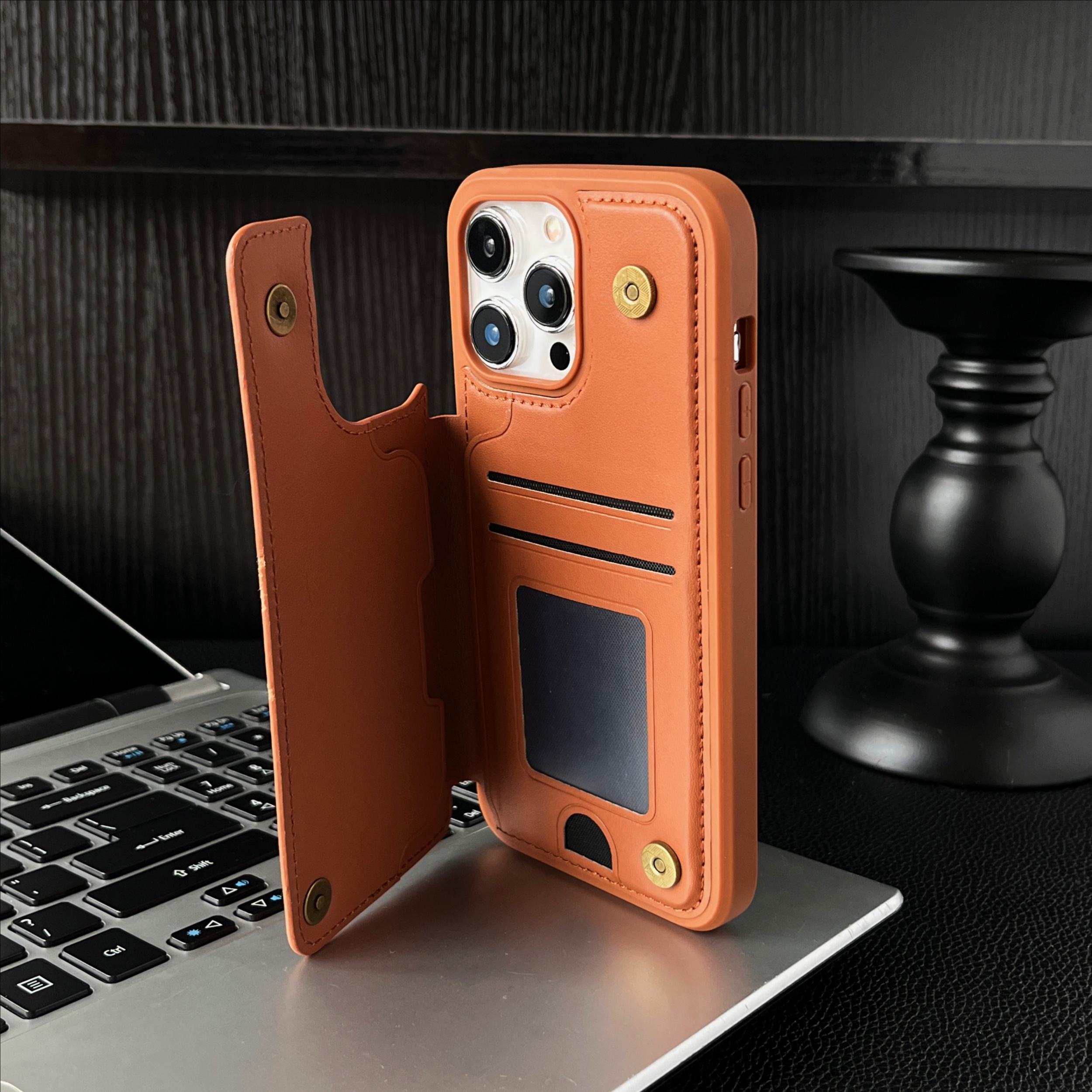 适用iPhone17苹果16promax磁扣卡包支架多功能插卡防摔手机保护壳 - 图片 7