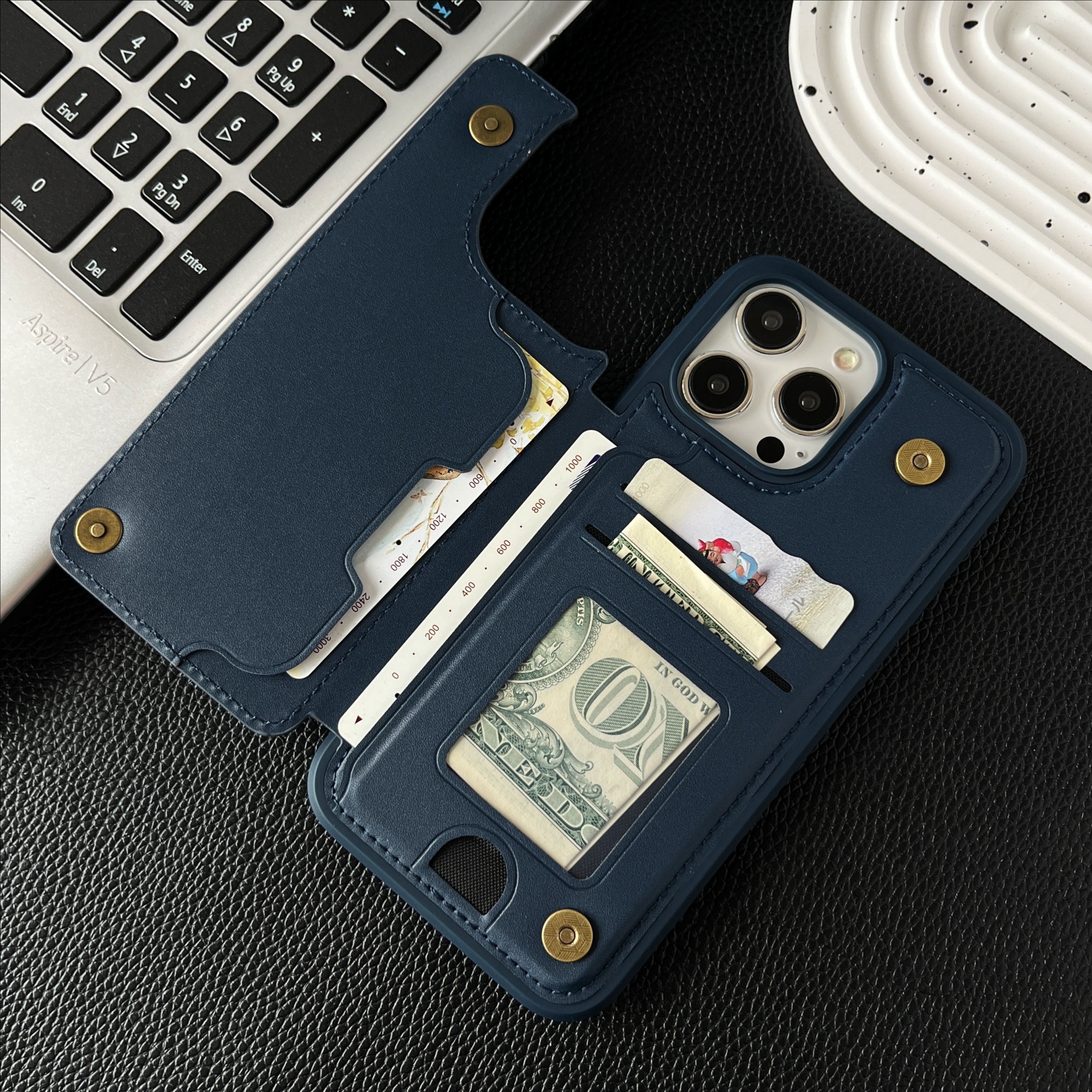 适用iPhone17苹果16promax磁扣卡包支架多功能插卡防摔手机保护壳 - 图片 3