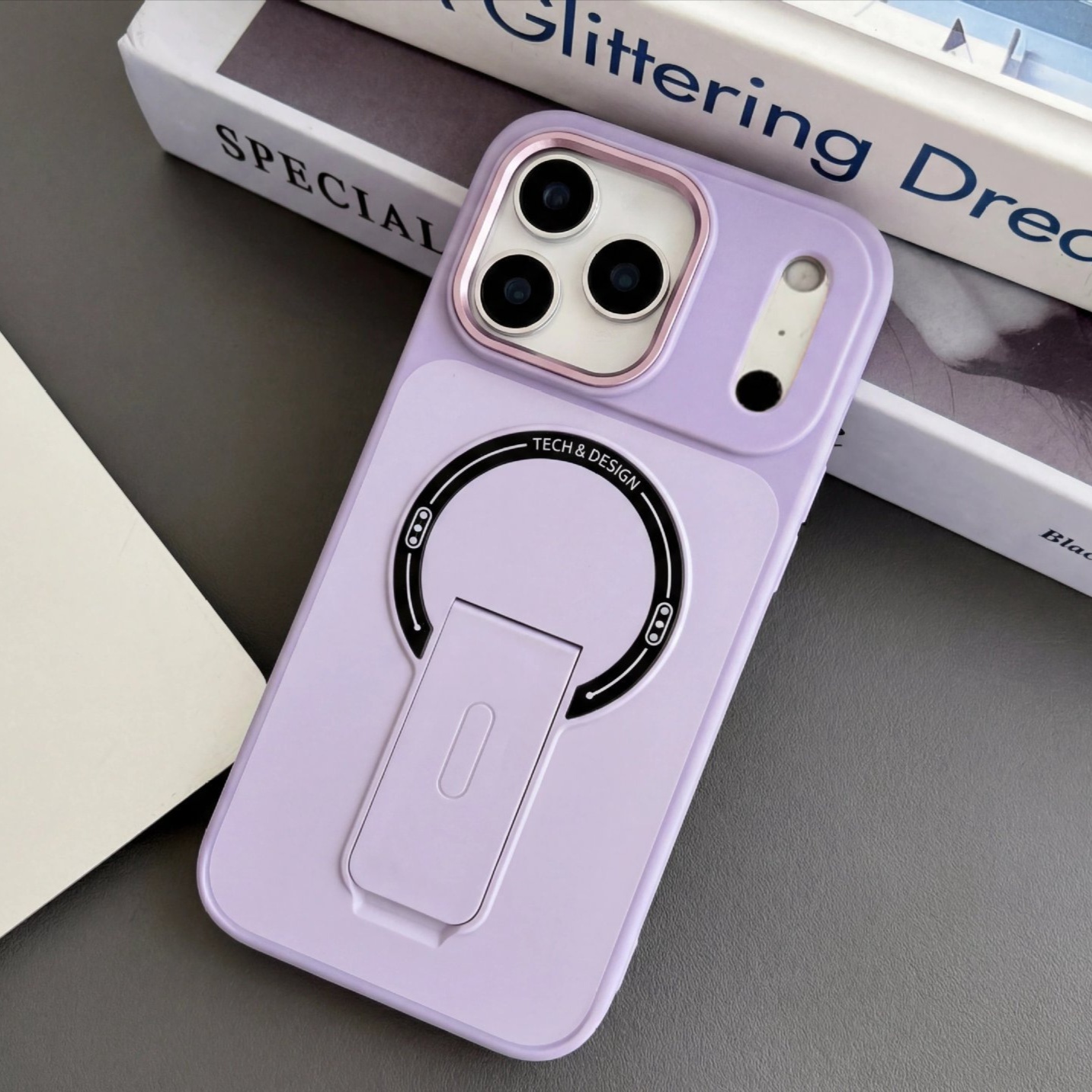 多功能炫音支架适用苹果15promax手机壳新款14高级感肤感17橙色 - 图片 7