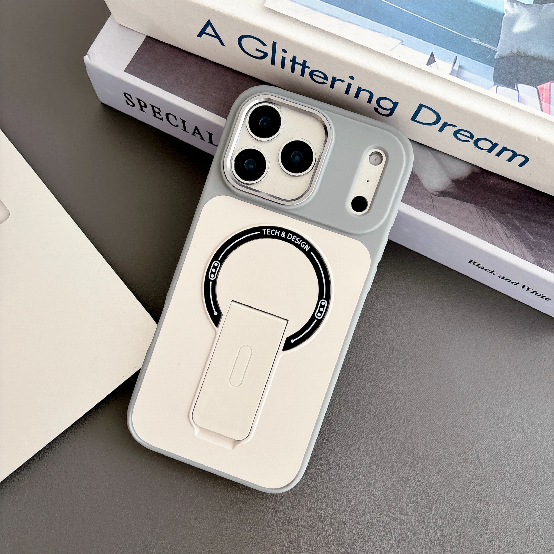 多功能炫音支架适用苹果15promax手机壳新款14高级感肤感17橙色 - 图片 3