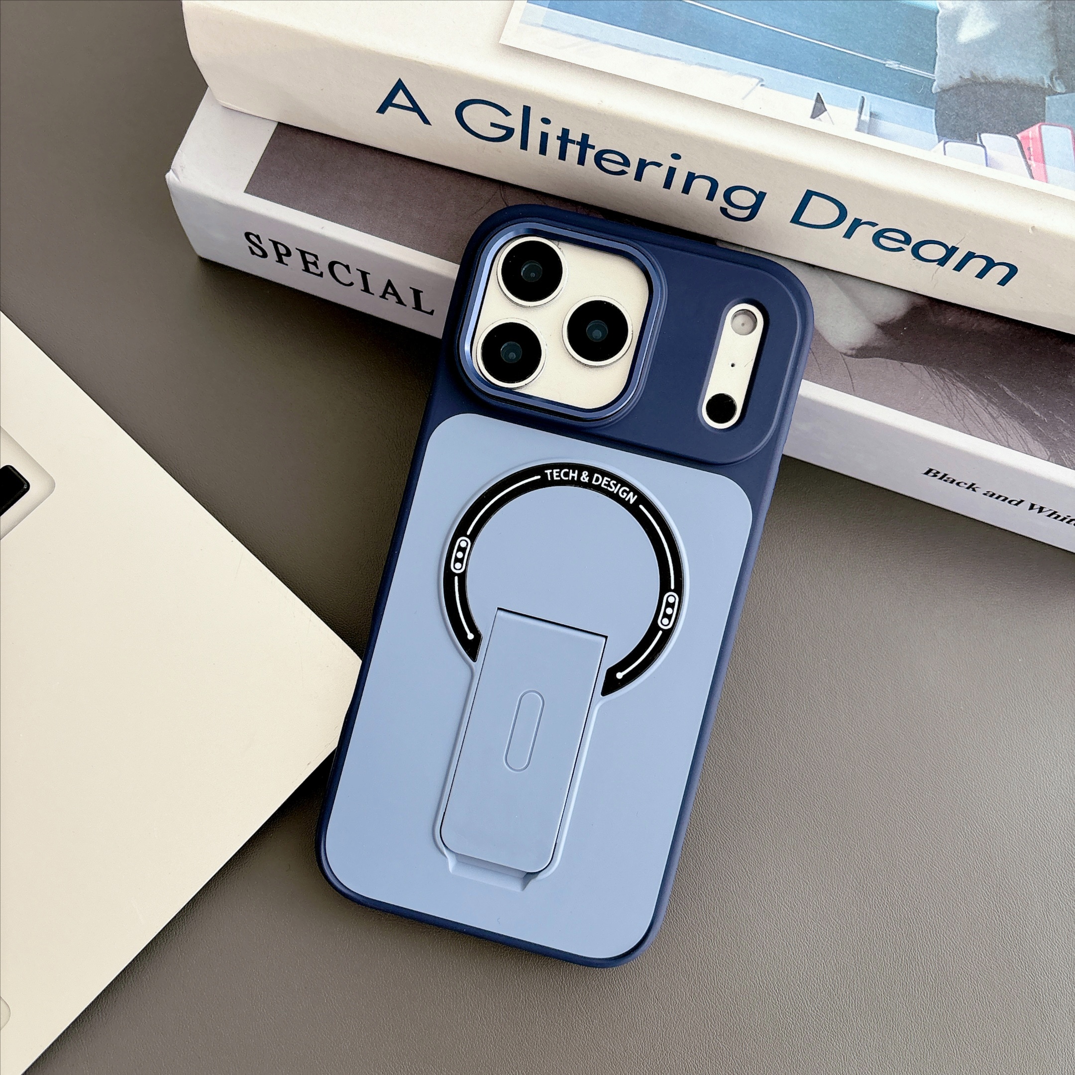 多功能炫音支架适用苹果15promax手机壳新款14高级感肤感17橙色 - 图片 5