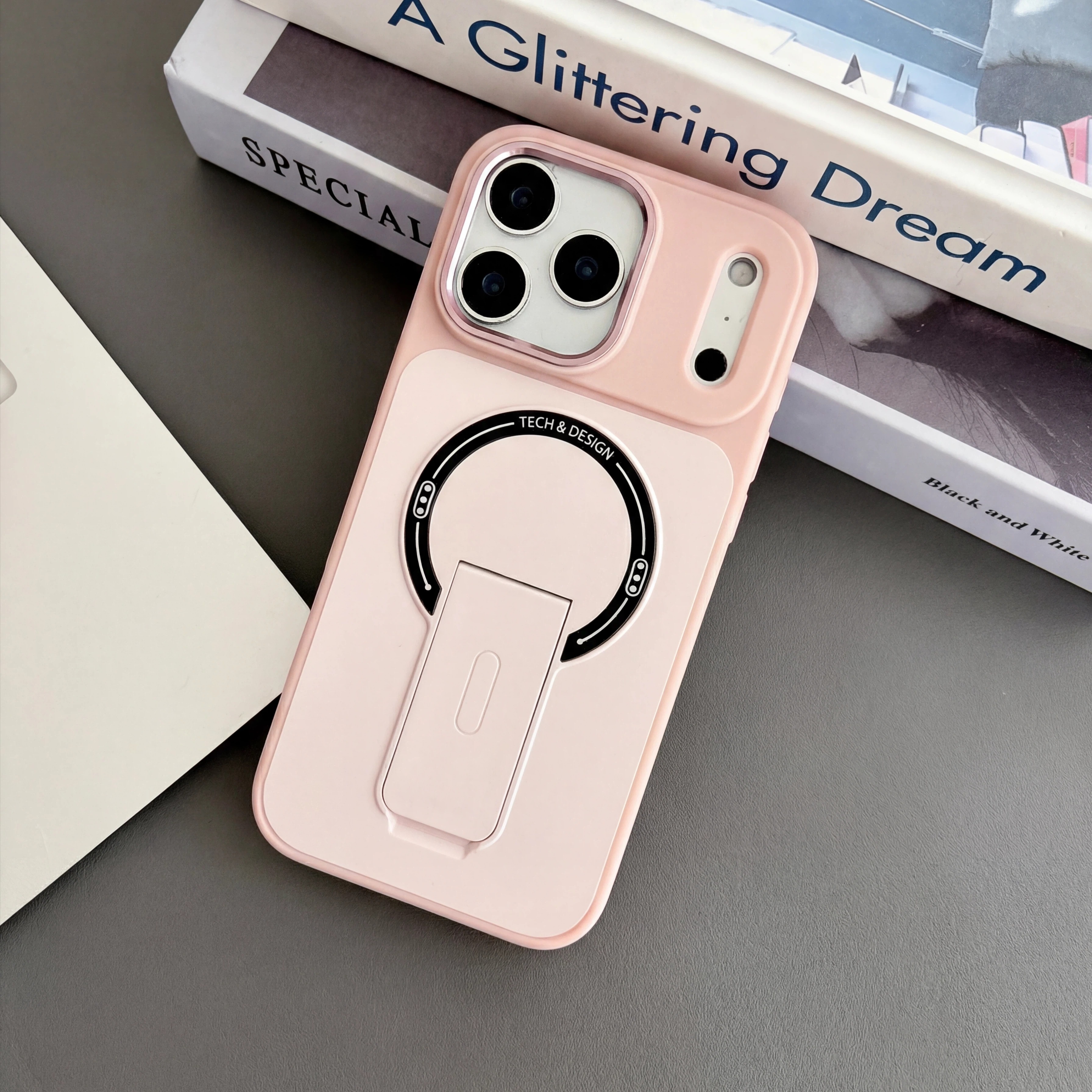 多功能炫音支架适用苹果15promax手机壳新款14高级感肤感17橙色 - 图片 9