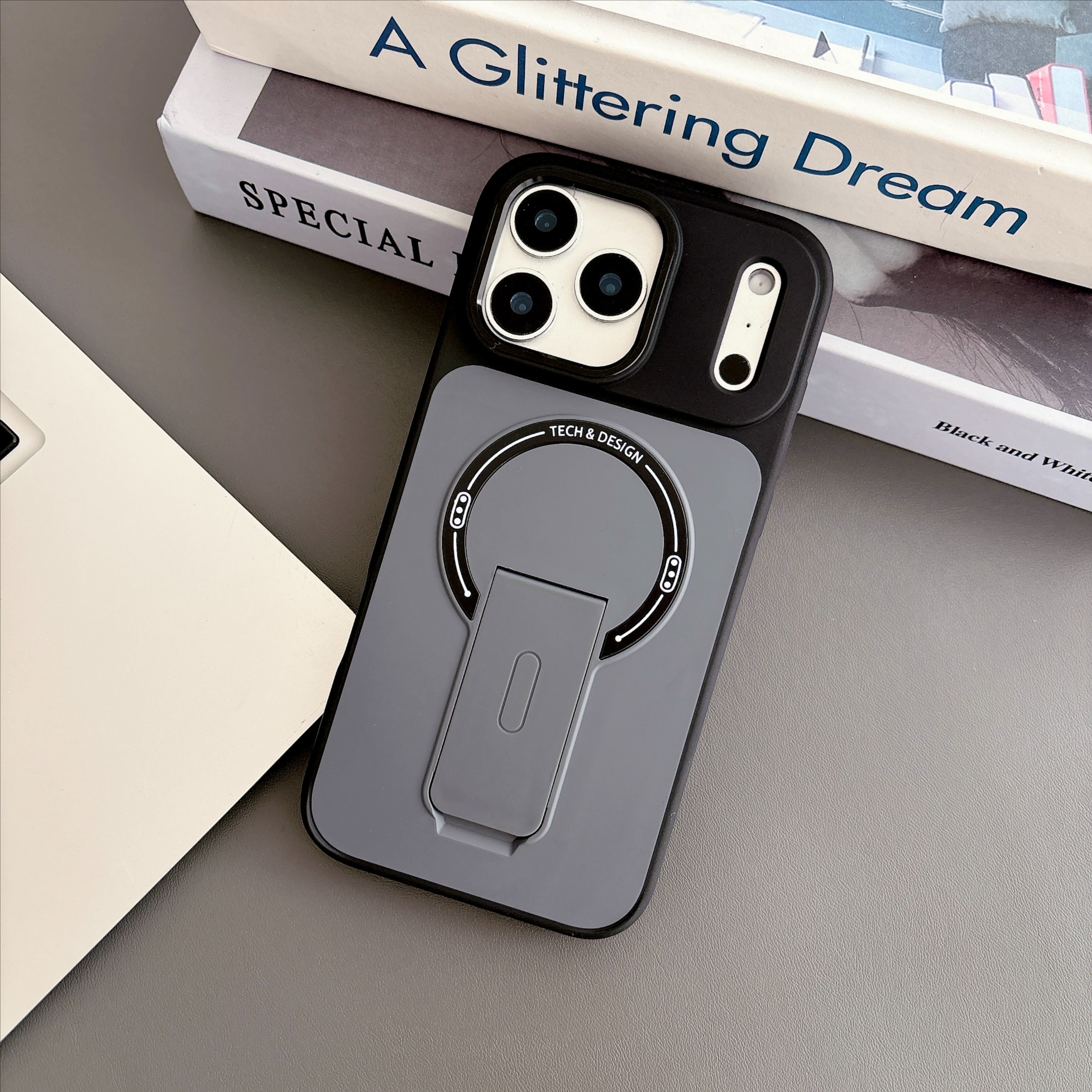 多功能炫音支架适用苹果15promax手机壳新款14高级感肤感17橙色 - 图片 6