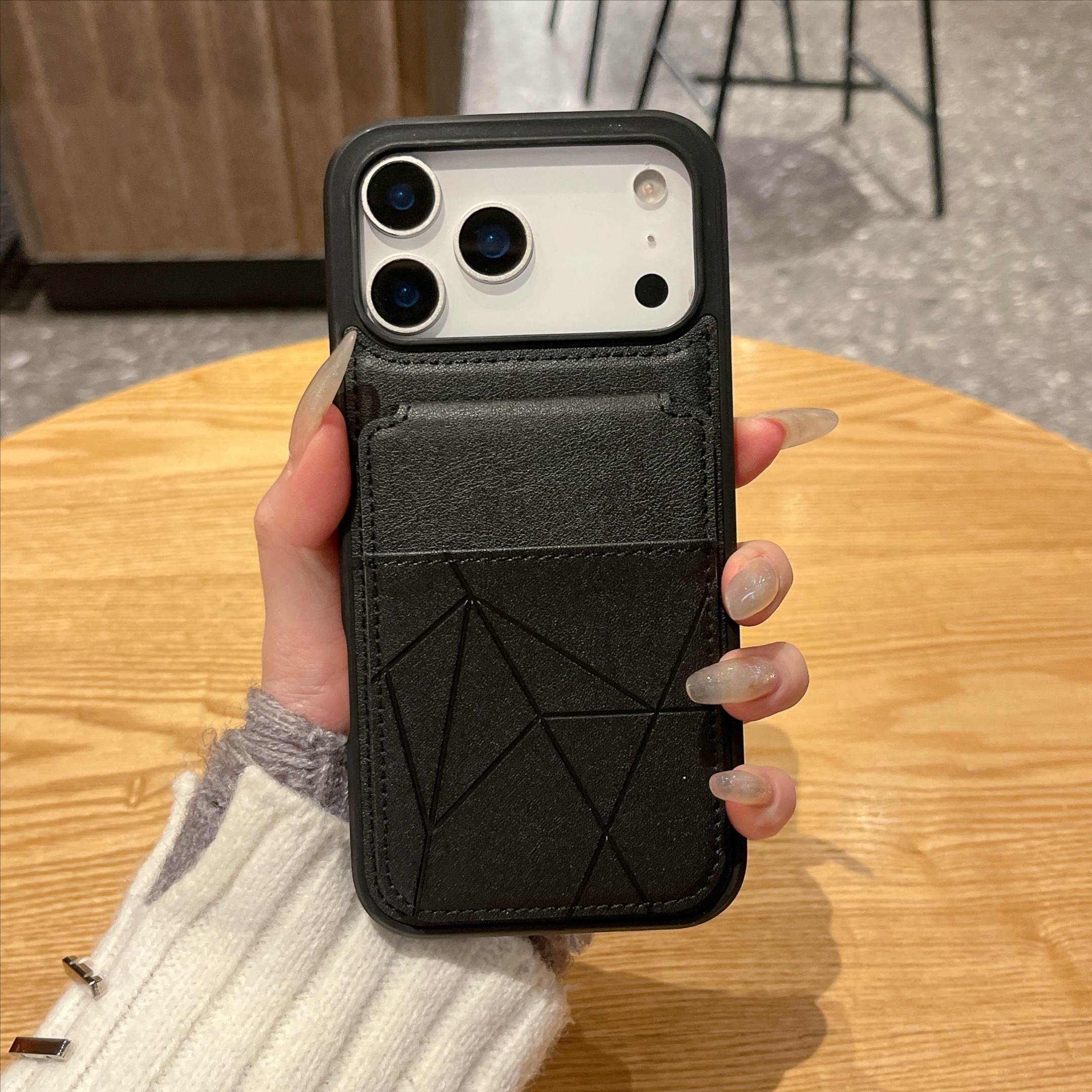 一体卡包适用苹果14promax手机壳15多卡位iphone13pro可当支架12高级素皮11pmax男款纯色商务apple新款保护套 - 图片 3