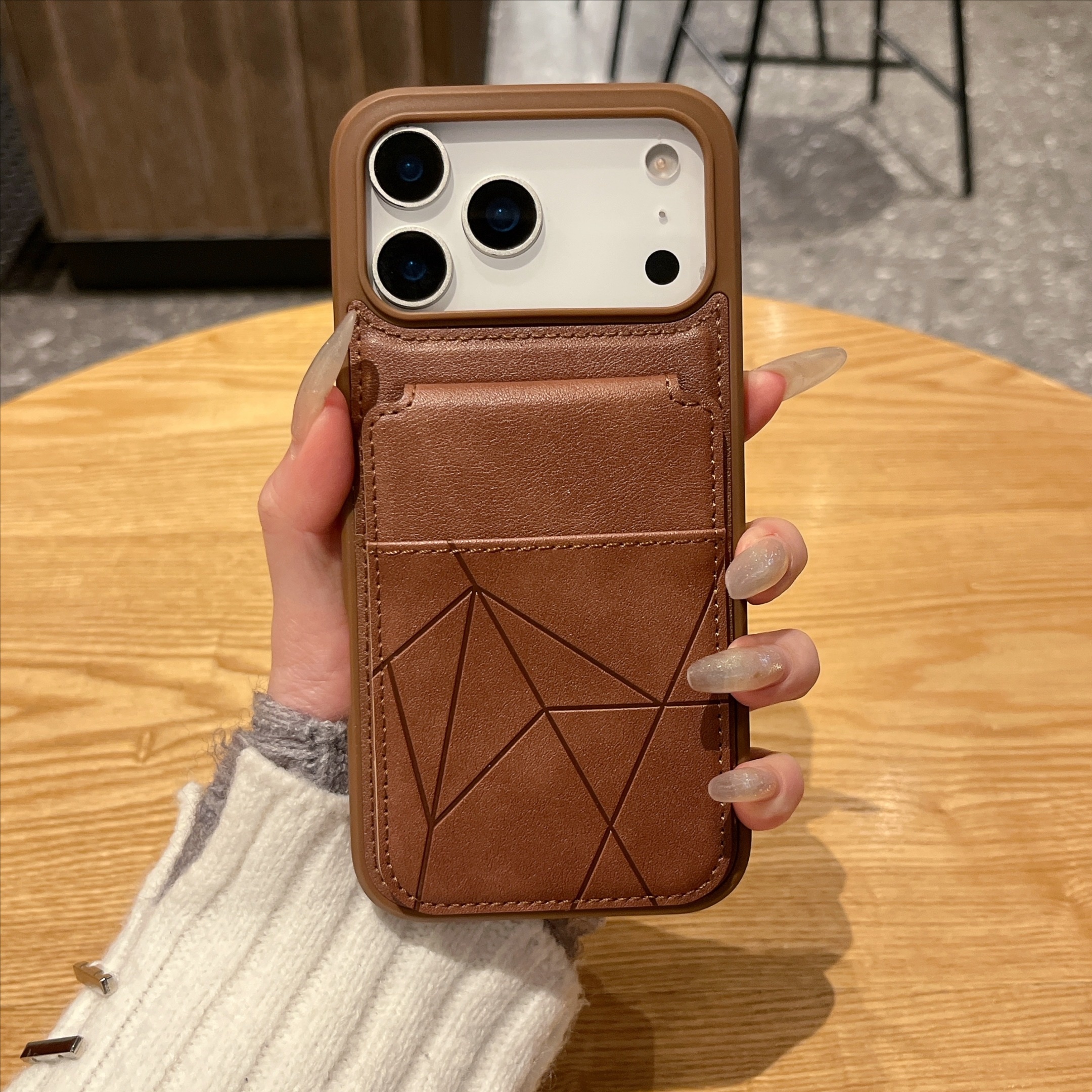 一体卡包适用苹果14promax手机壳15多卡位iphone13pro可当支架12高级素皮11pmax男款纯色商务apple新款保护套 - 图片 4
