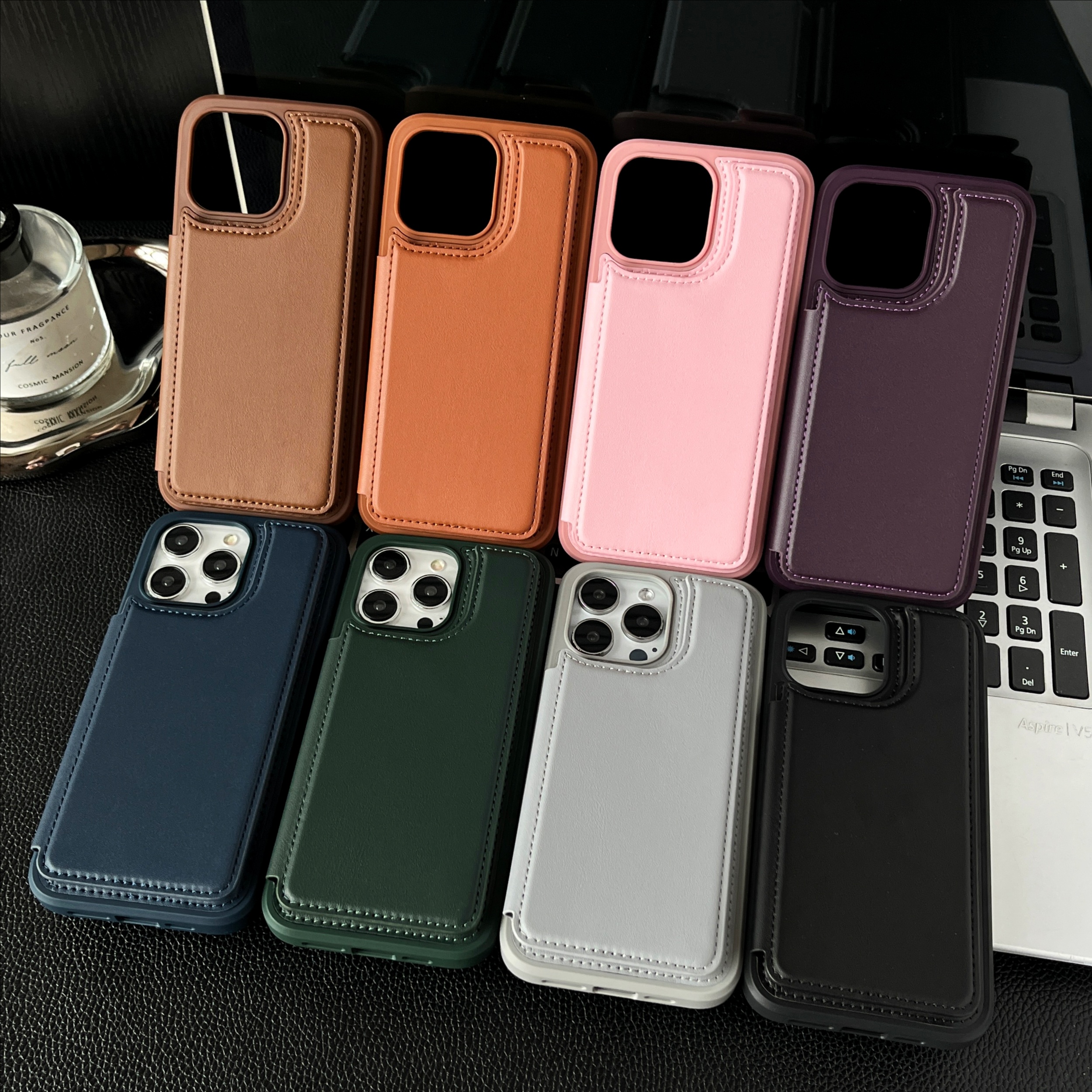 适用苹果15Promax手机壳卡包贴皮支架iphone15pro高级感皮革保护套14p新款13商务男士女12地铁门禁银行卡plus - 图片 2