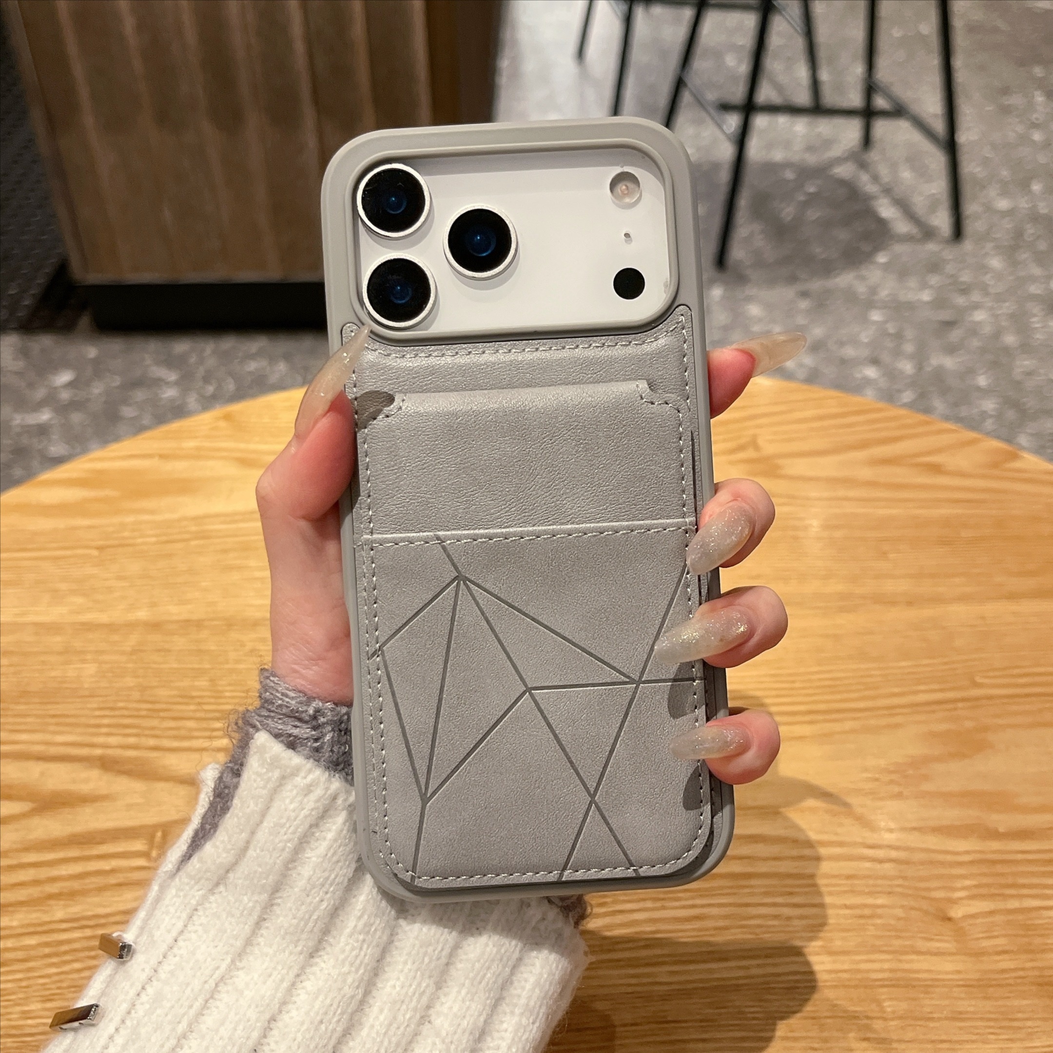 一体卡包适用苹果14promax手机壳15多卡位iphone13pro可当支架12高级素皮11pmax男款纯色商务apple新款保护套 - 图片 2
