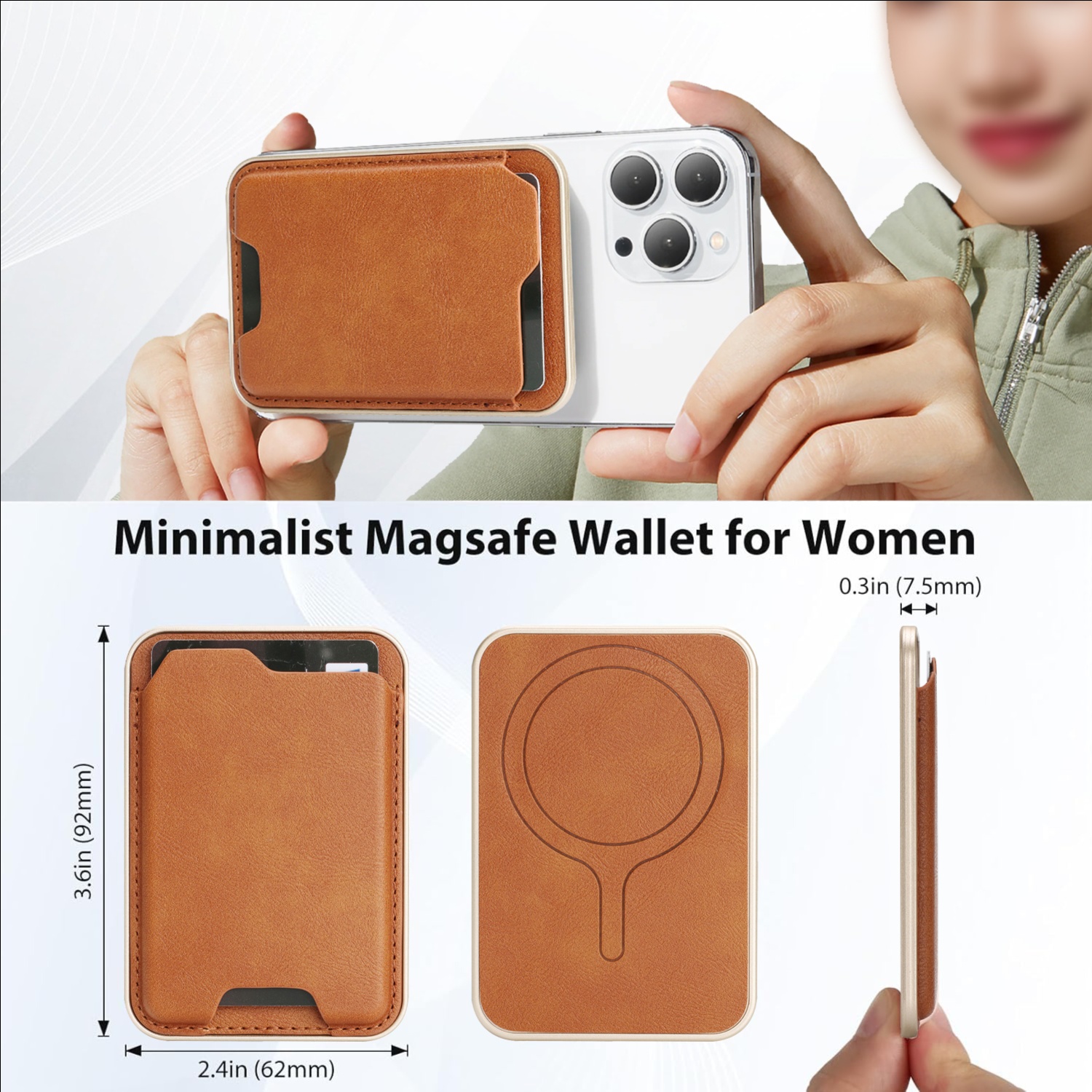 适用MagSafe磁吸金边超薄卡包适用MagSafe磁吸手机或手机壳可放置3张卡片最外面卡片可直接过机无需取卡 - 图片 5